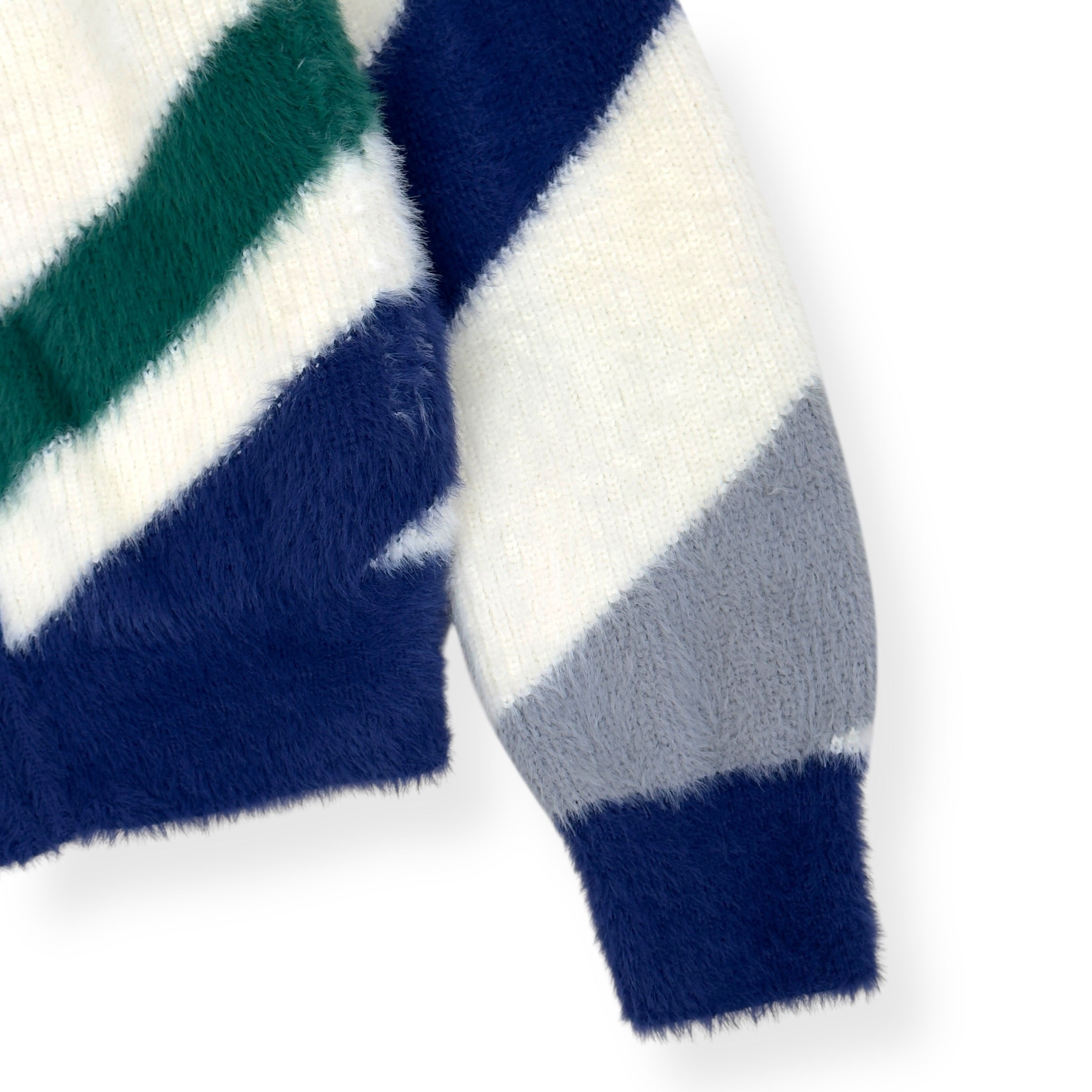 CASABLANCA FURRY STRIPED ZIP-UP JUMPER WHITE M