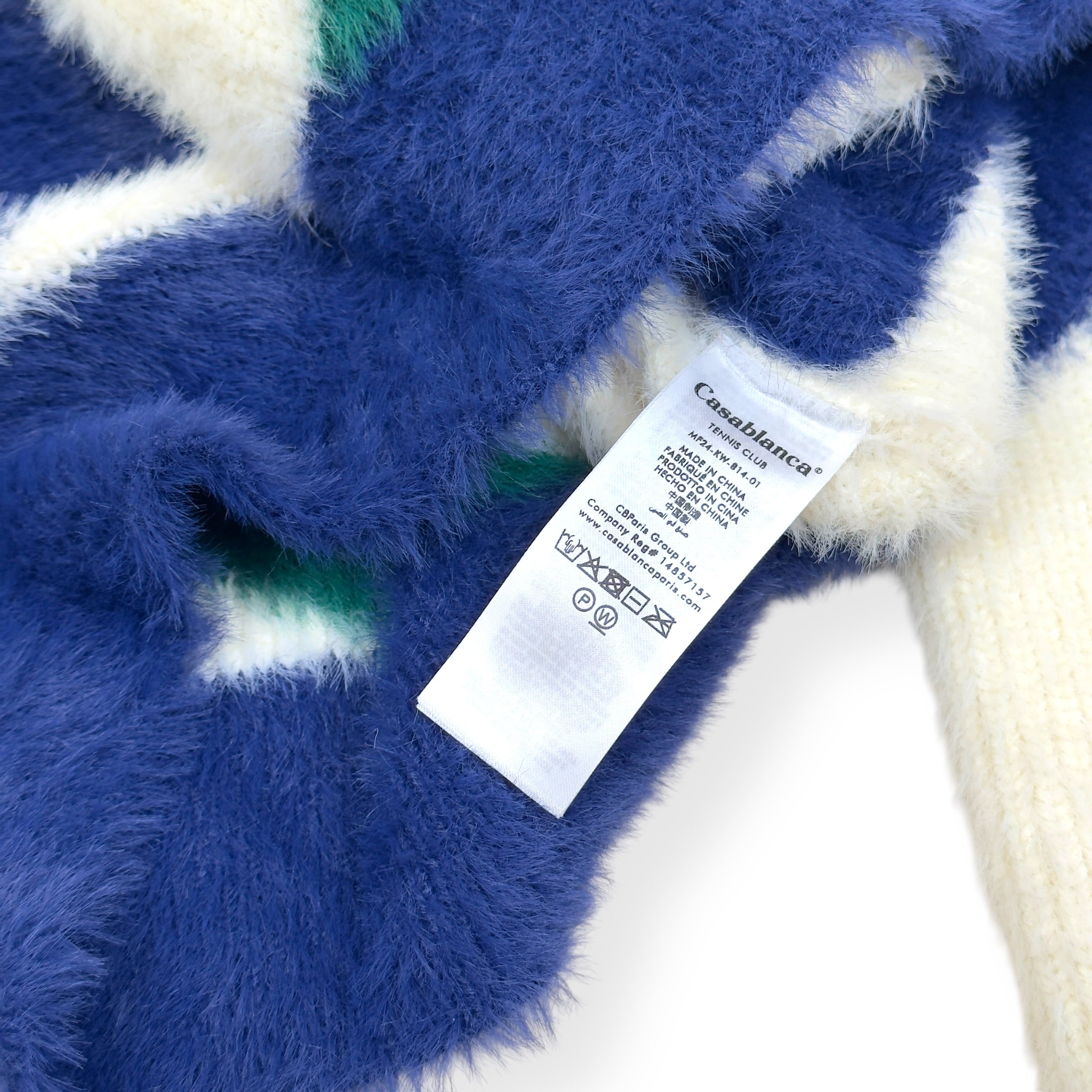 CASABLANCA FURRY STRIPED ZIP-UP JUMPER WHITE M