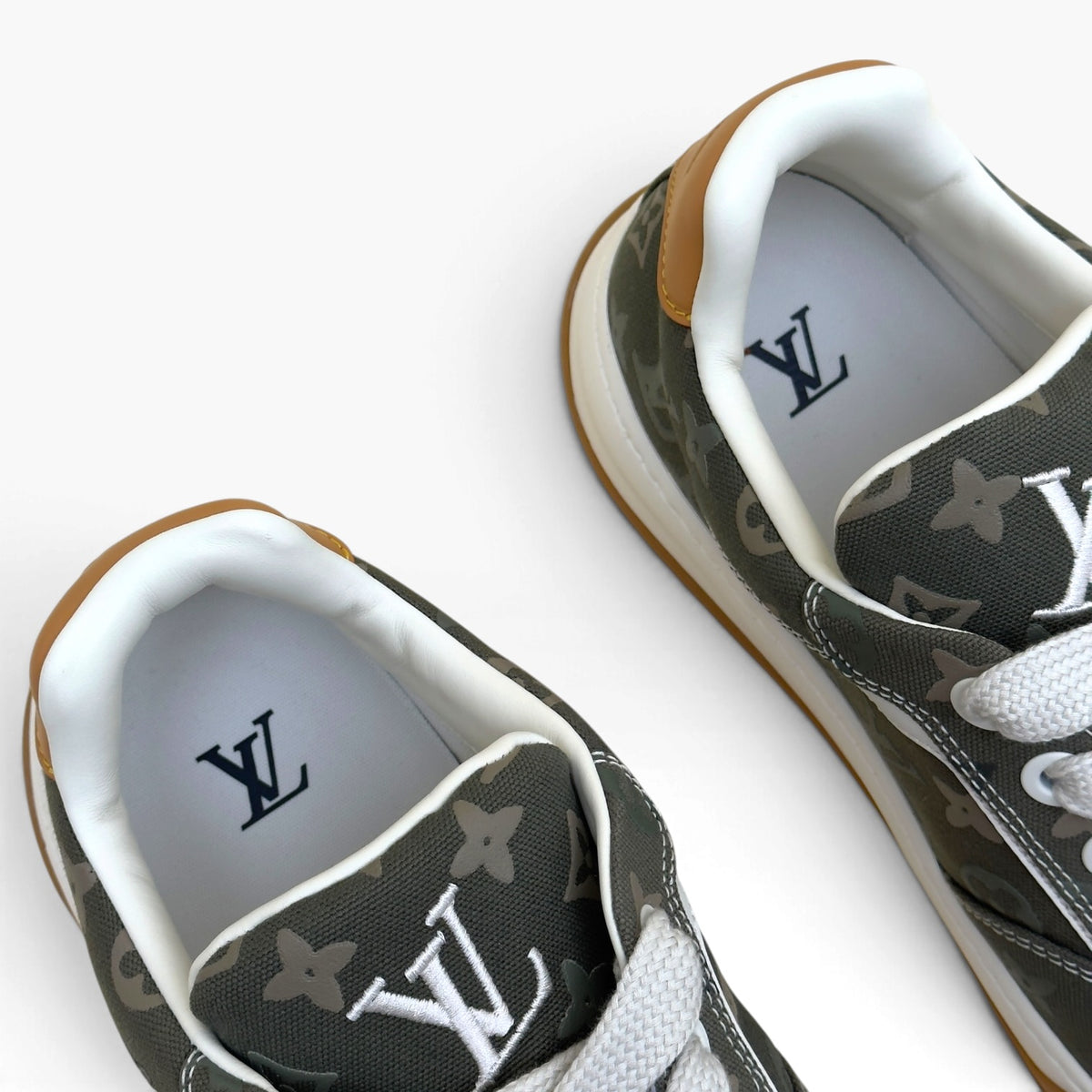 LOUIS VUITTON CANVAS MONOGRAM TILTED SNEAKER KHAKI UK10