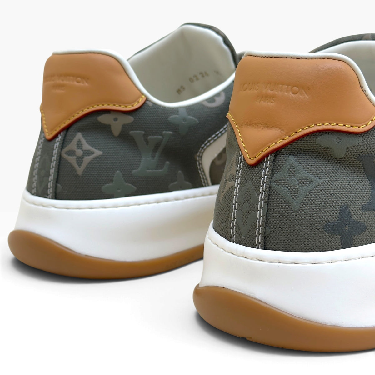 LOUIS VUITTON CANVAS MONOGRAM TILTED SNEAKER KHAKI UK10