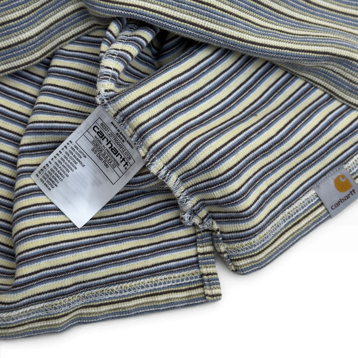CARHARTT WIP DION STRIPED POLO SHIRT BROWN / BLUE / CREAM L
