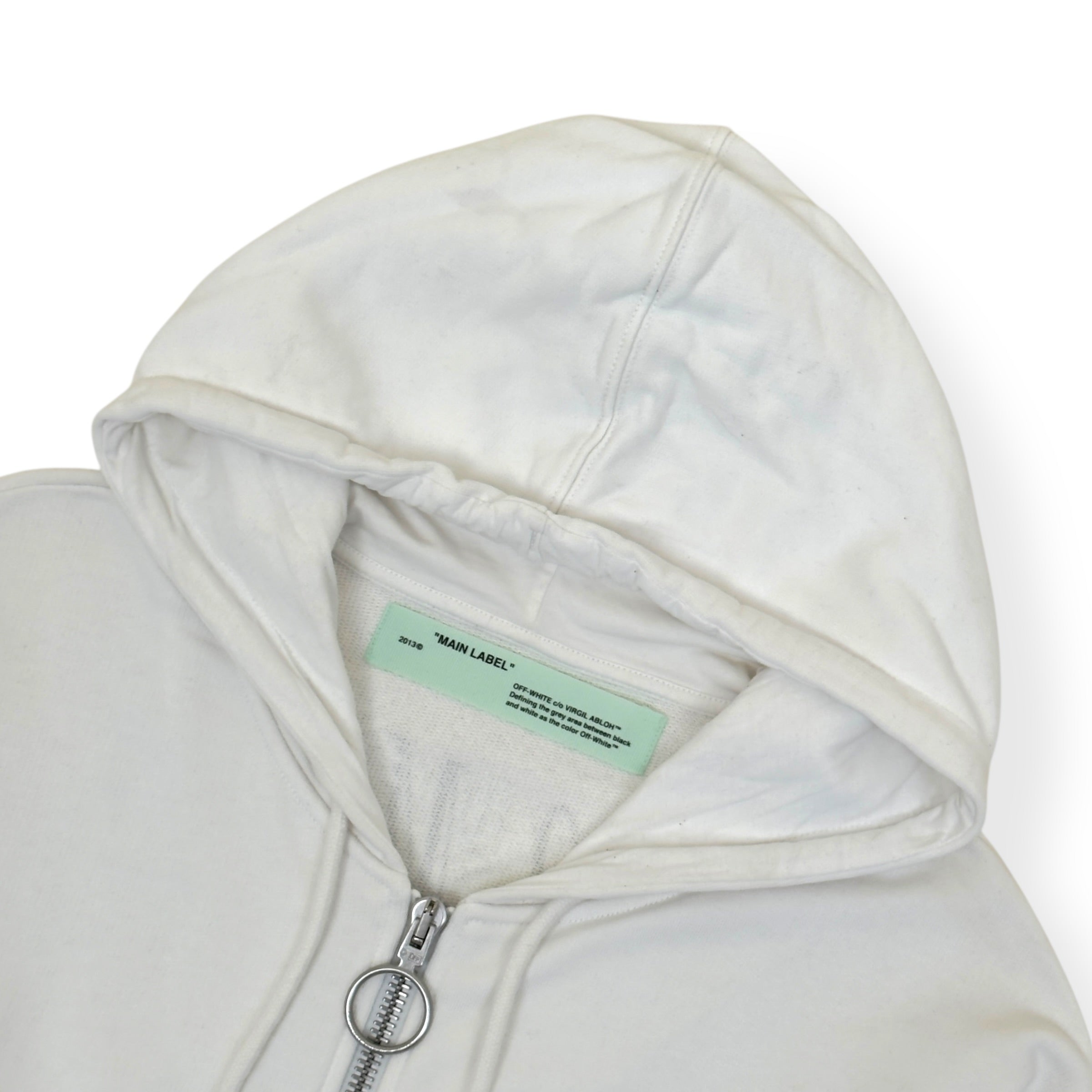 OFF-WHITE ZIP-UP CROPPED HOODIE WHITE S
