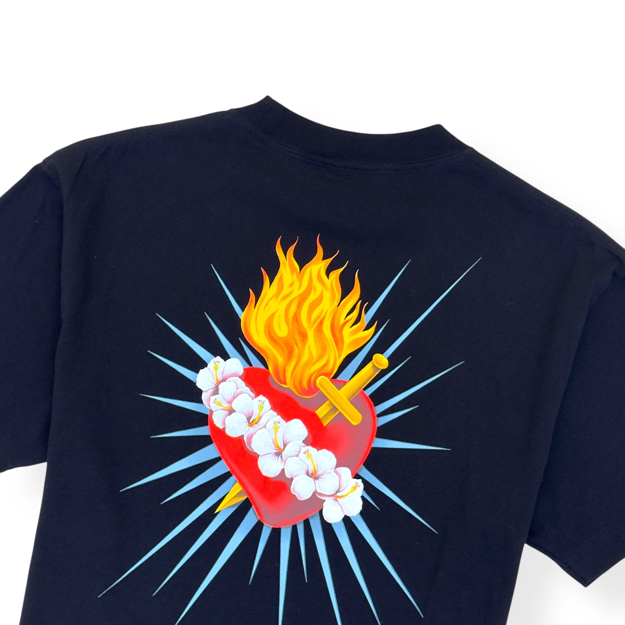 PALM ANGELS FLAMING HEART T-SHIRT BLACK L