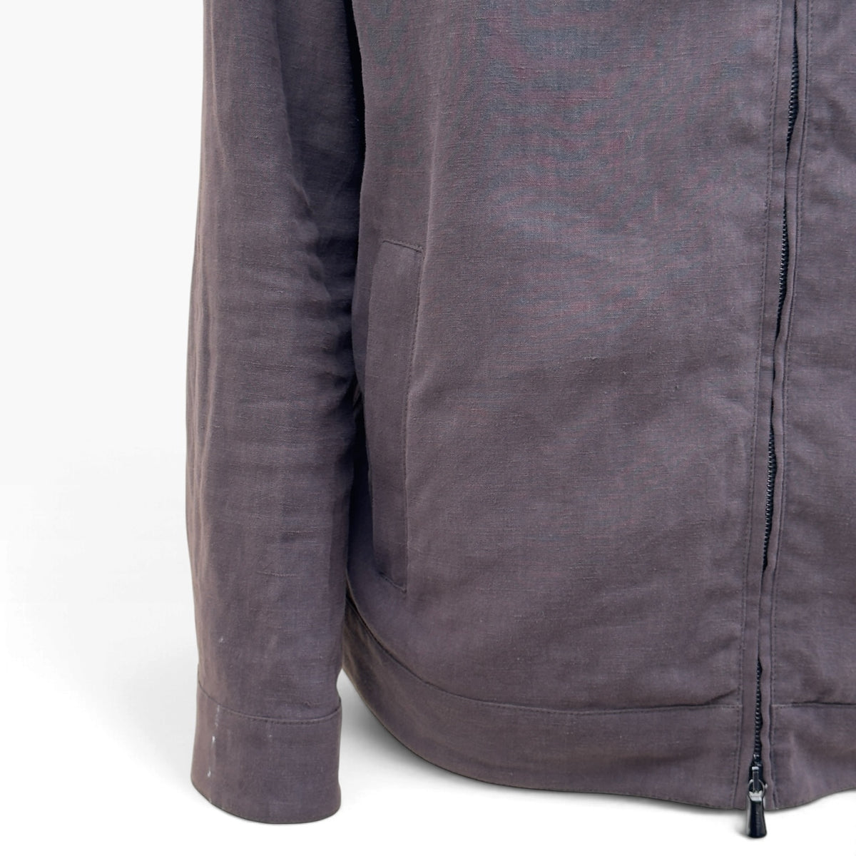 THOM SWEENEY LINEN ZIP-UP JACKET BROWN L