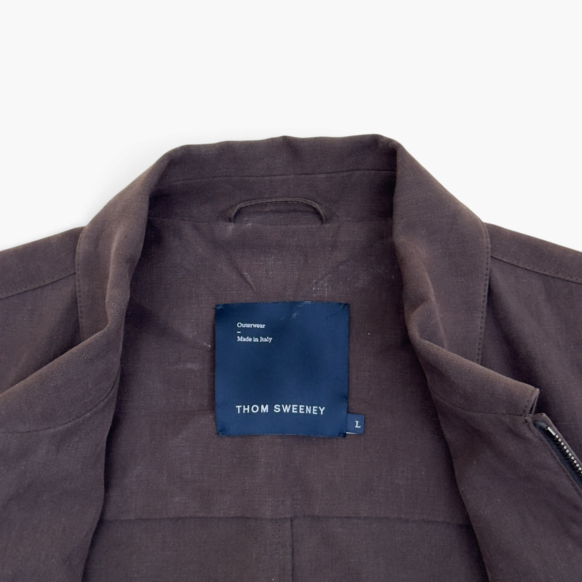 THOM SWEENEY LINEN ZIP-UP JACKET BROWN L