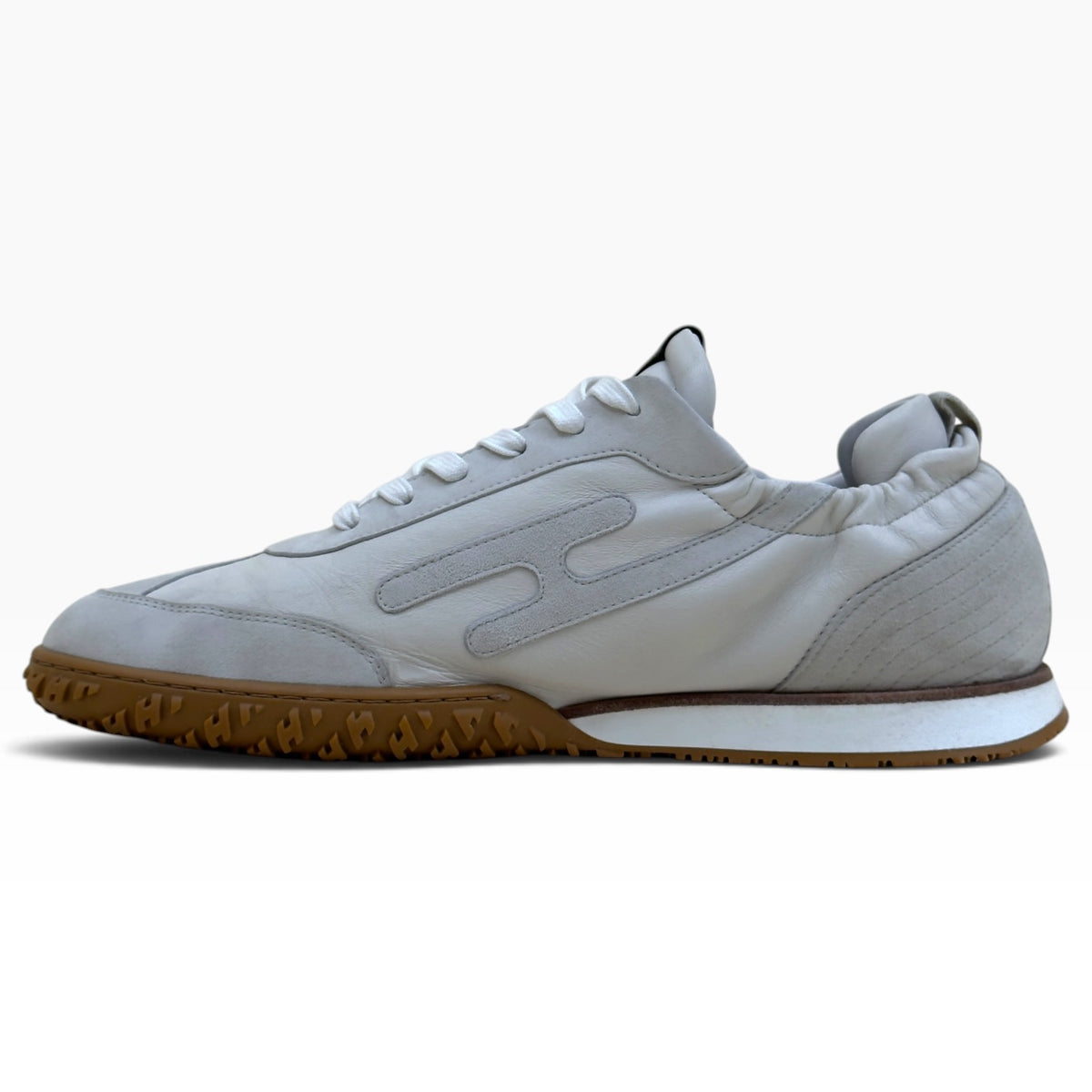 HERMÈS JET LOW SUEDE / LEATHER SNEAKER WHITE / GREY 45 / UK11