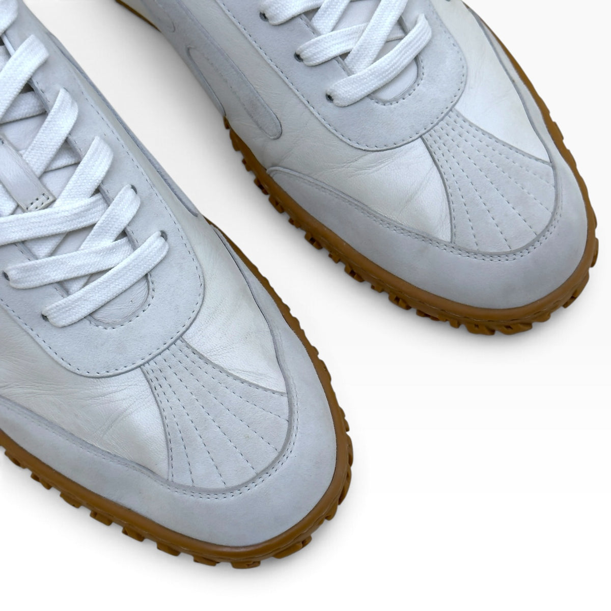 HERMÈS JET LOW SUEDE / LEATHER SNEAKER WHITE / GREY 45 / UK11