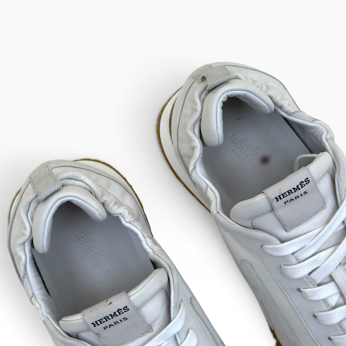 HERMÈS JET LOW SUEDE / LEATHER SNEAKER WHITE / GREY 45 / UK11