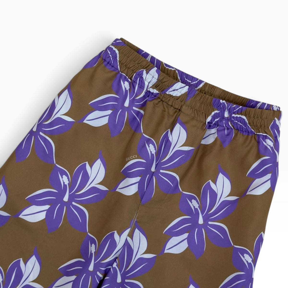 GUCCI FLORAL SILK SHORTS BROWN / PURPLE 48 / M