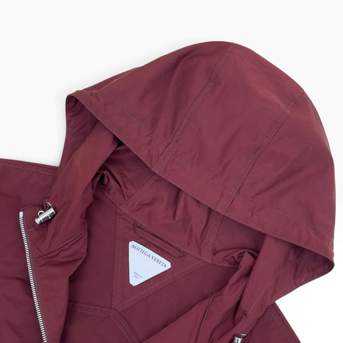BOTTEGA VENETA HOODED ZIP-UP JACKET BURGUNDY 46 / XL