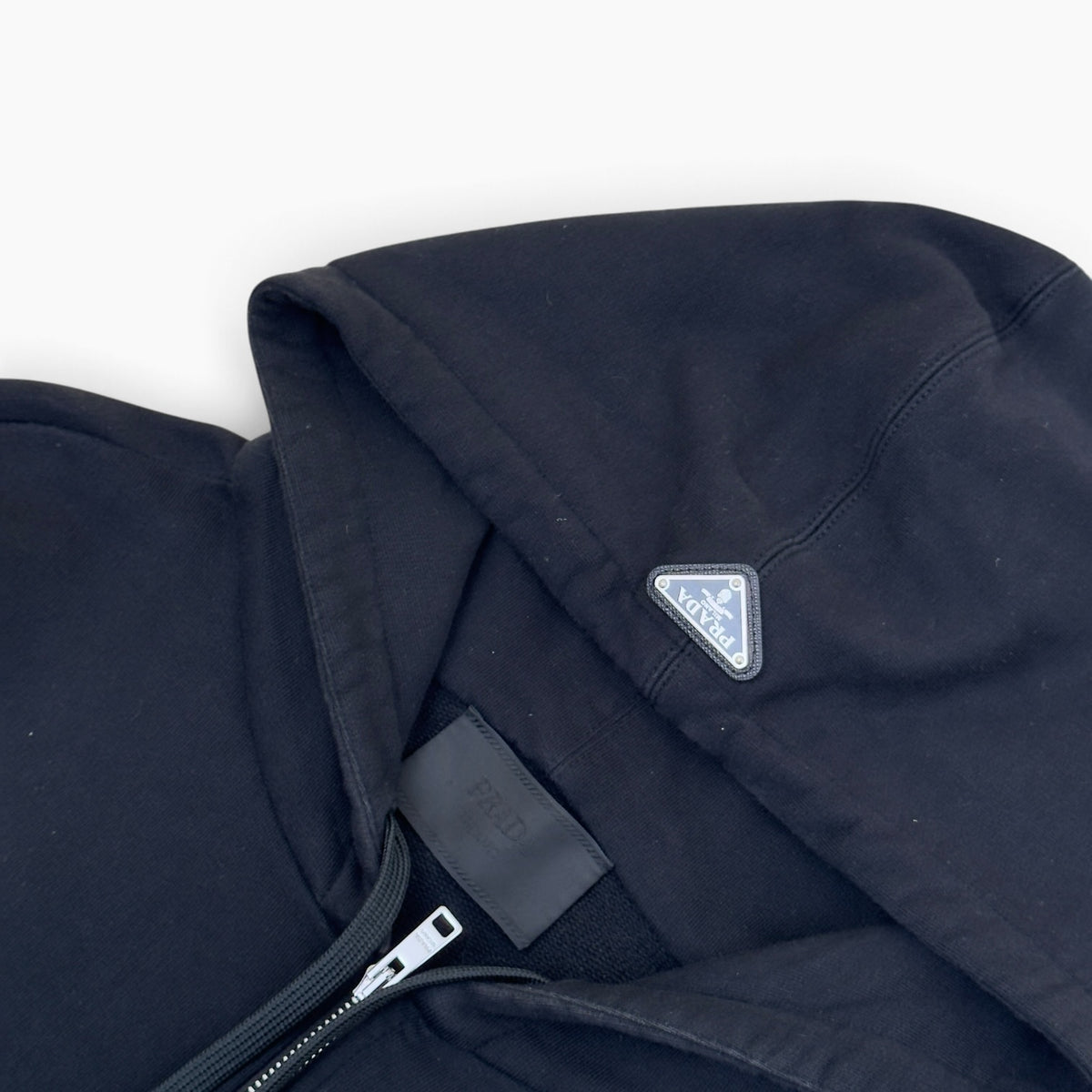 PRADA OVERSIZED ZIP-UP HOODIE BLACK M