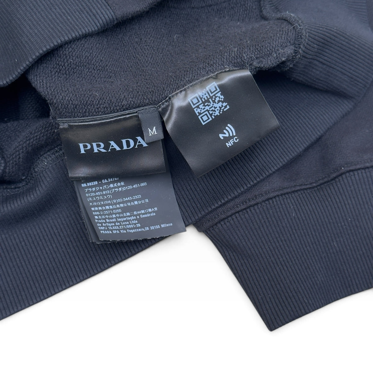 PRADA OVERSIZED ZIP-UP HOODIE BLACK M