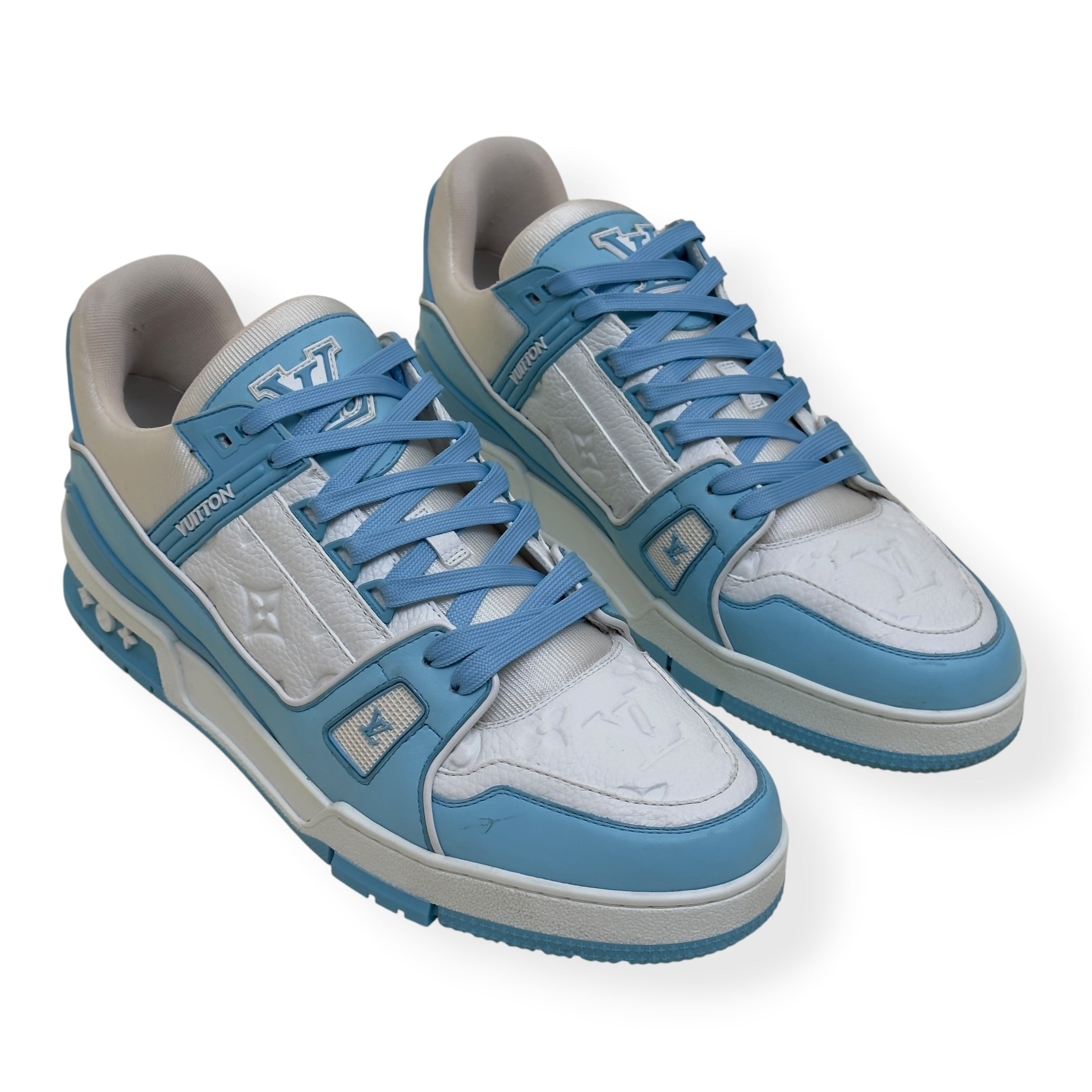LOUIS VUITTON LV TRAINER LOW-TOP SNEAKER BLUE / WHITE UK10