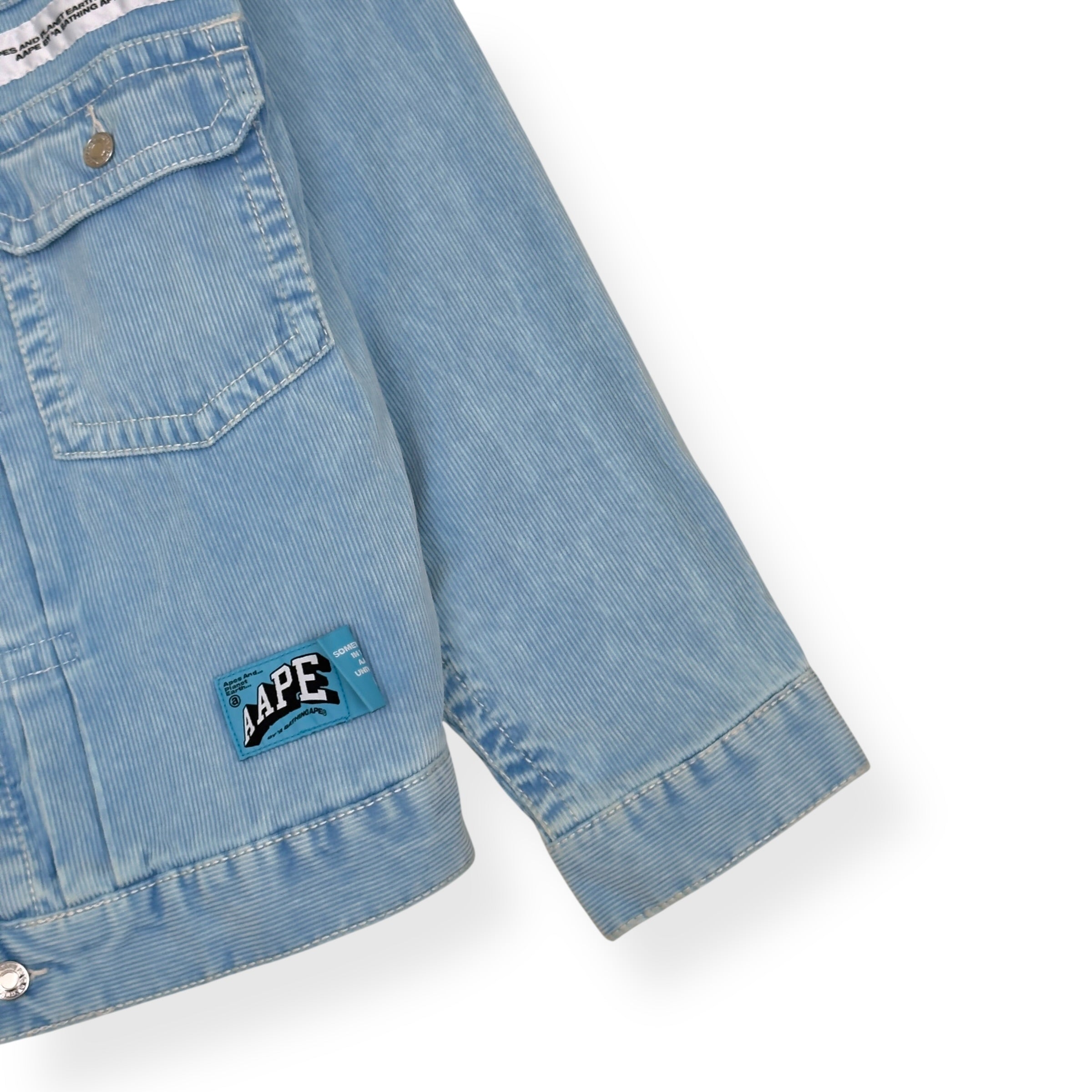 A BATHING APE MOONFACE LOGO HOODED DENIM JACKET INDIGO BLUE L