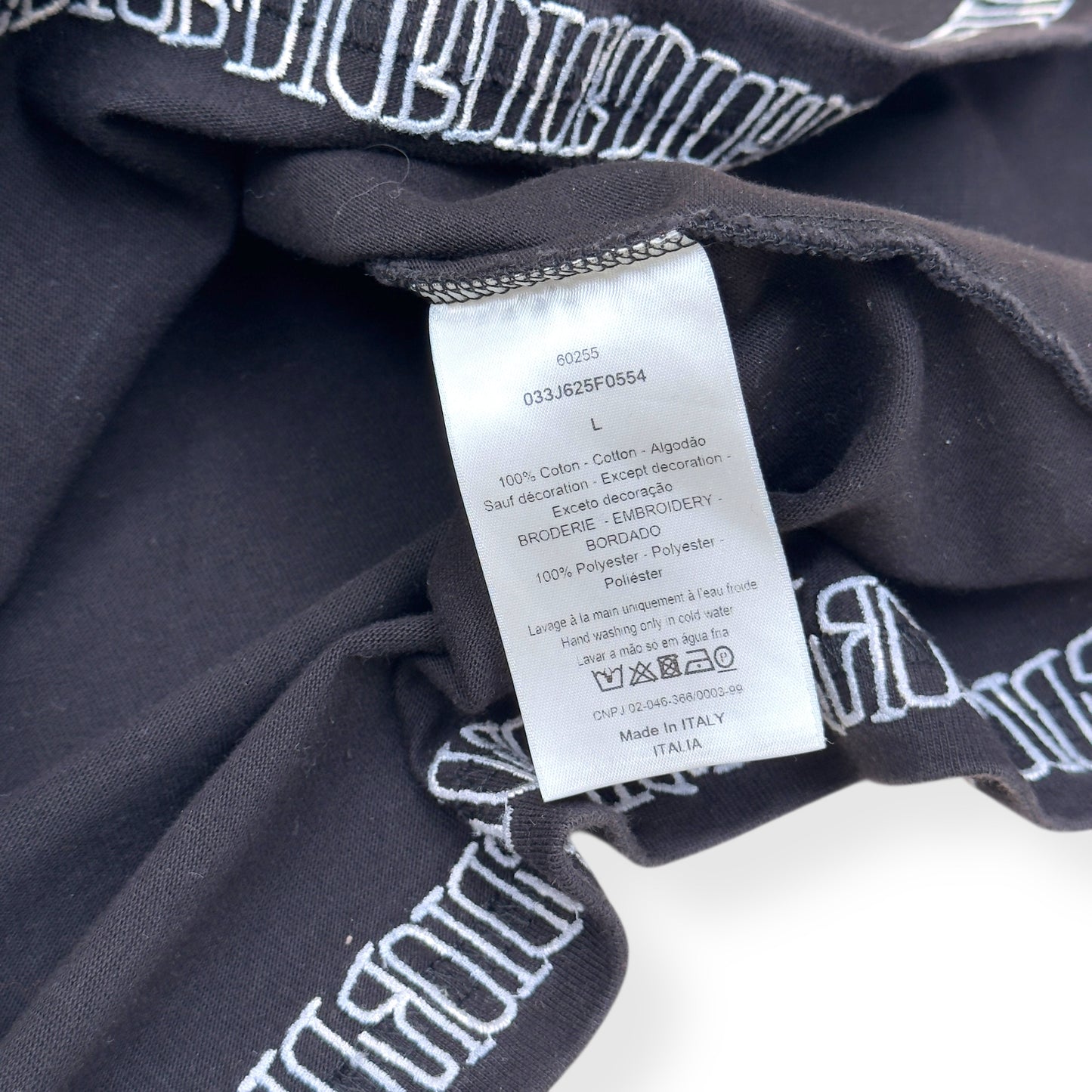 DIOR LOGO-EMBROIDERED COTTON T-SHIRT BLACK L