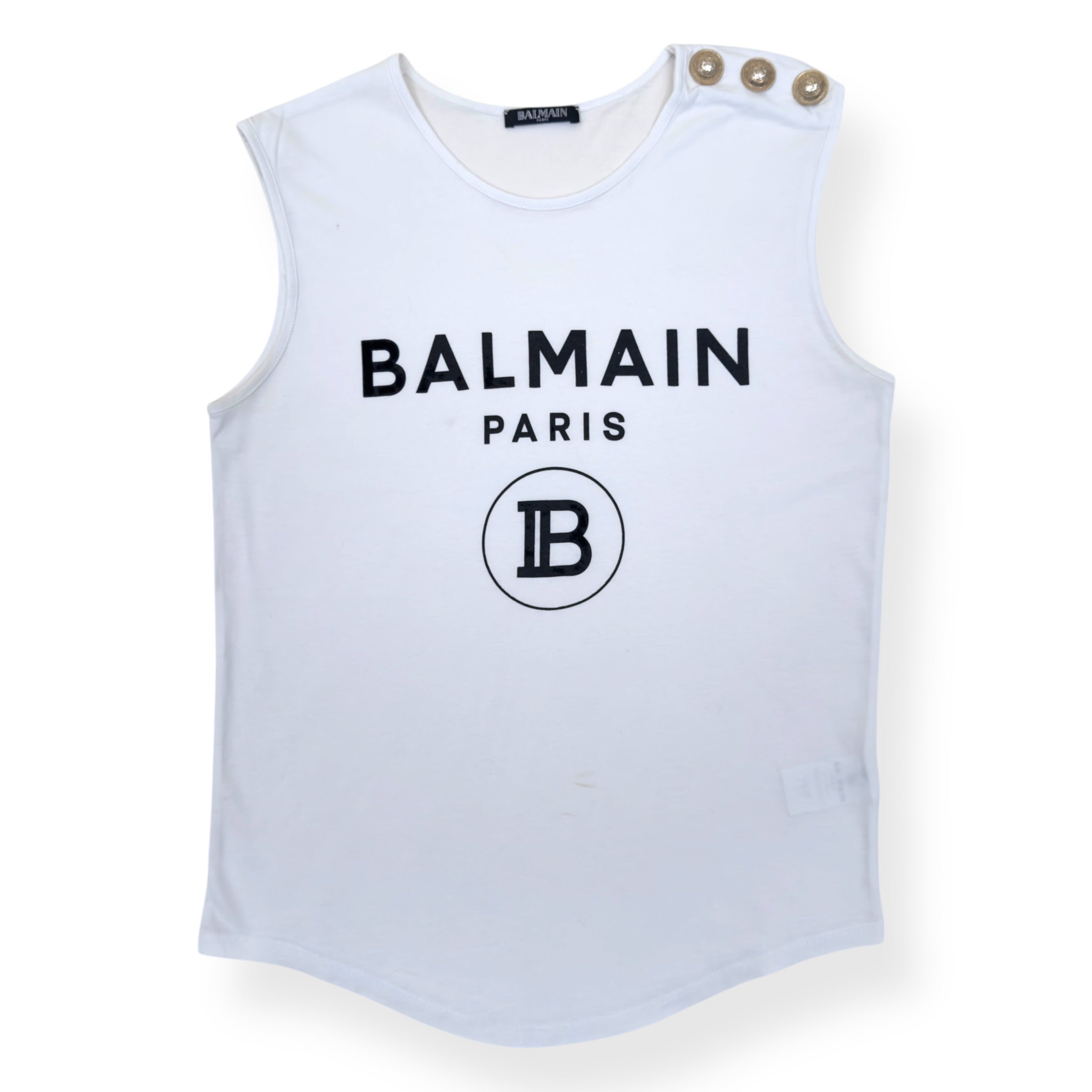 Balmain Paris Cotton Tank Top White - Pre-Loved | Wylist