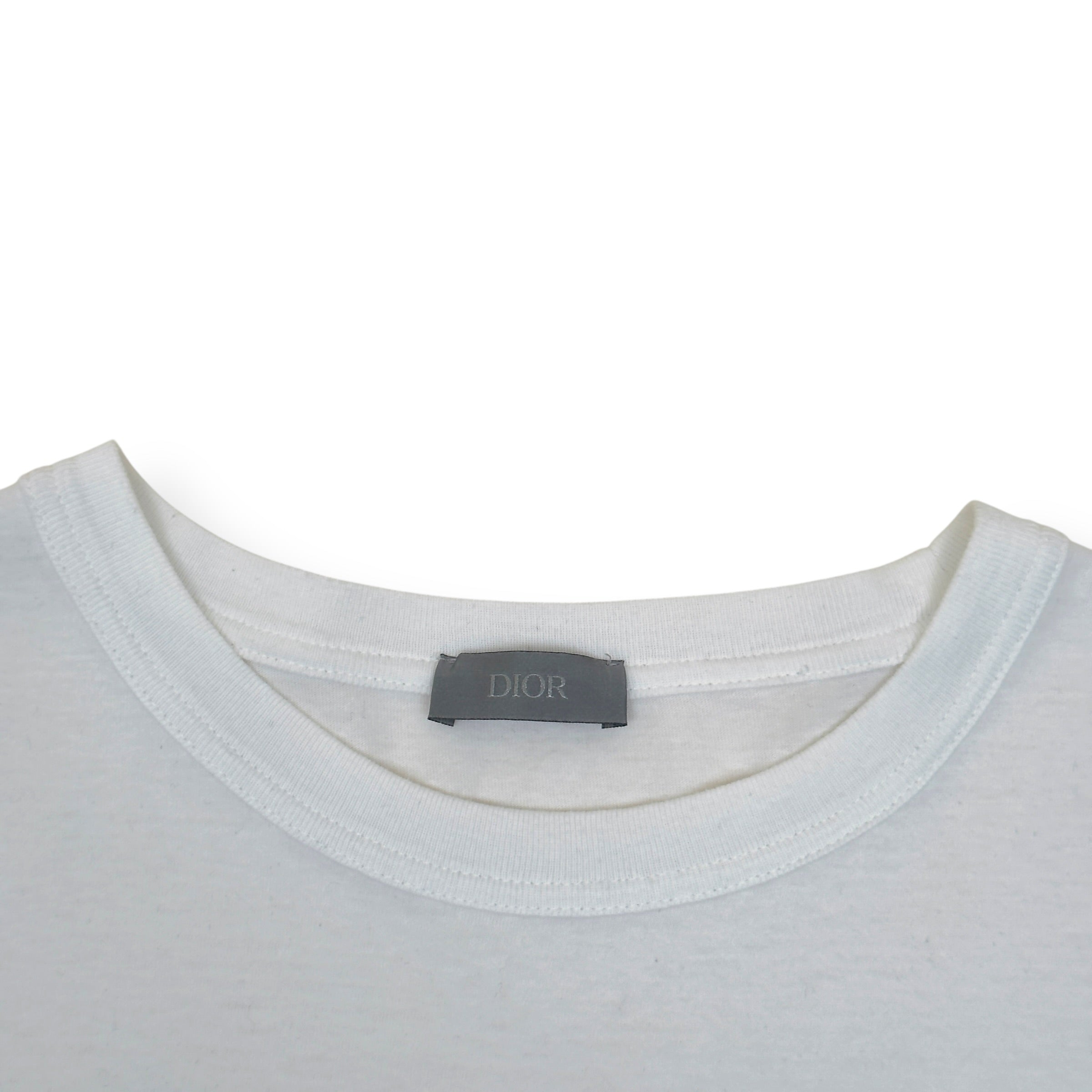 DIOR GRAPHIC PRINT COTTON T-SHIRT WHITE / BLUE L