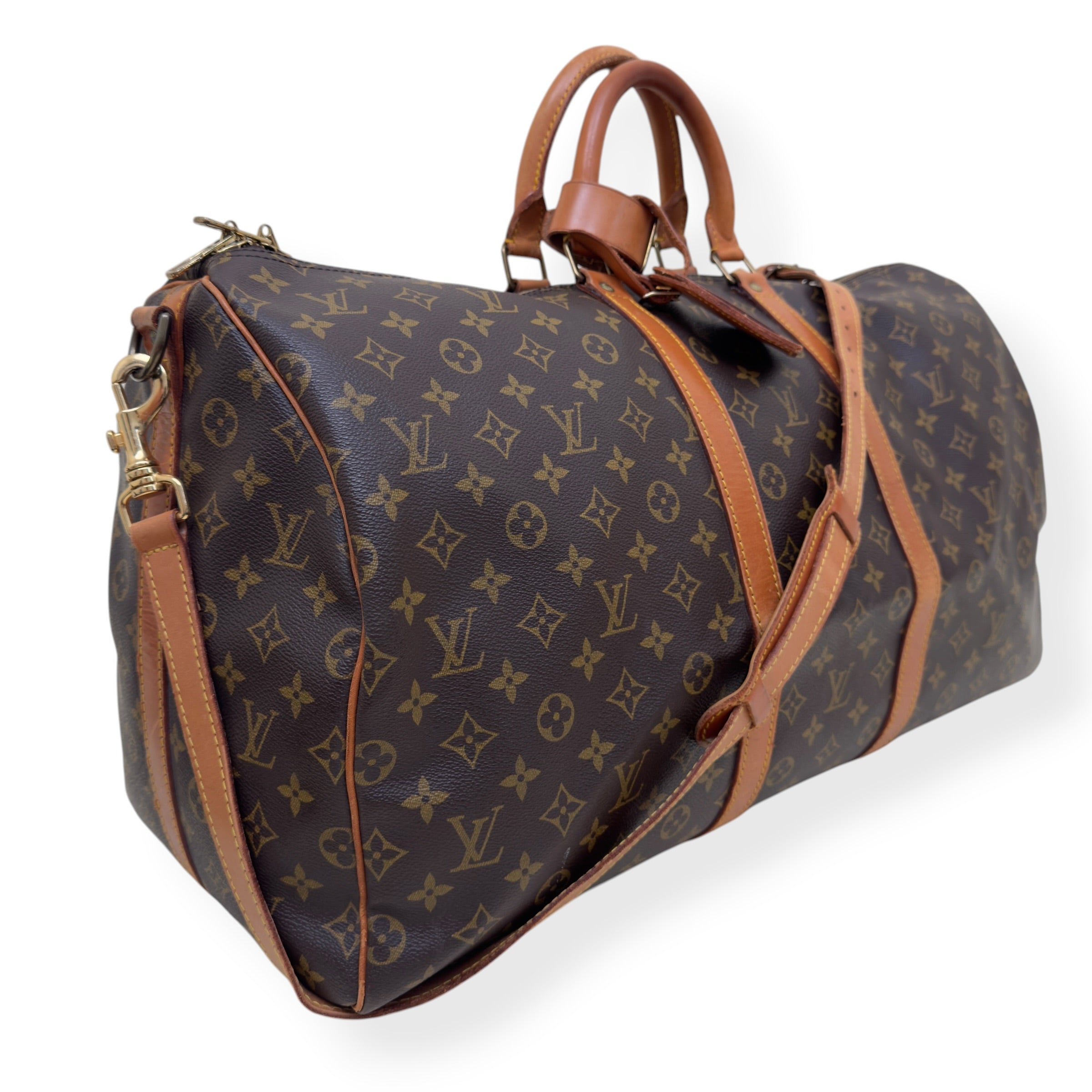 LOUIS VUITTON MONOGRAM CANVAS KEEPALL BANDOULIERE BROWN 55