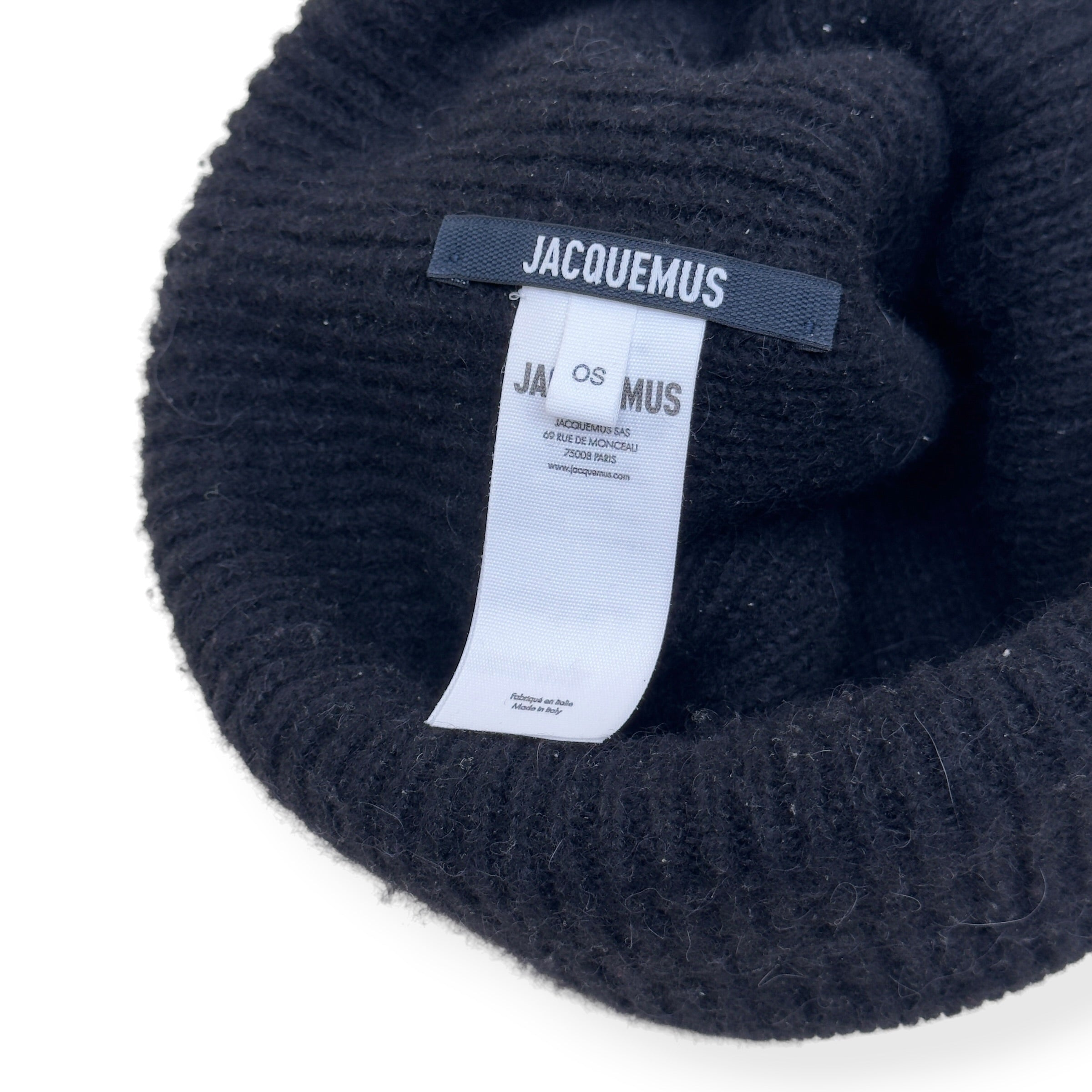 JACQUEMUS ALPACA KNIT BEANIE BLACK O/S
