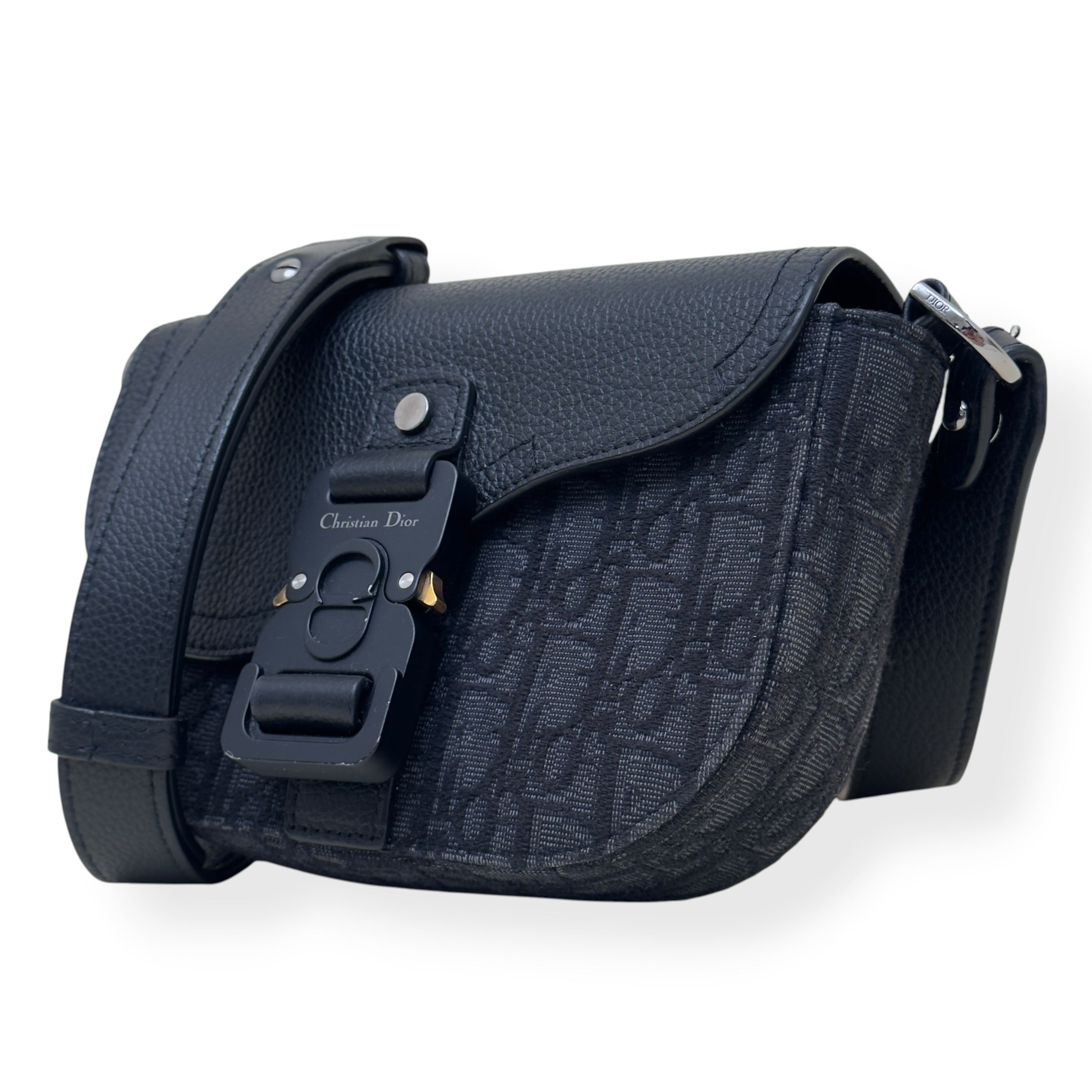 DIOR SADDLE OBLIQUE JACQUARD MESSENGER BAG BLACK MINI
