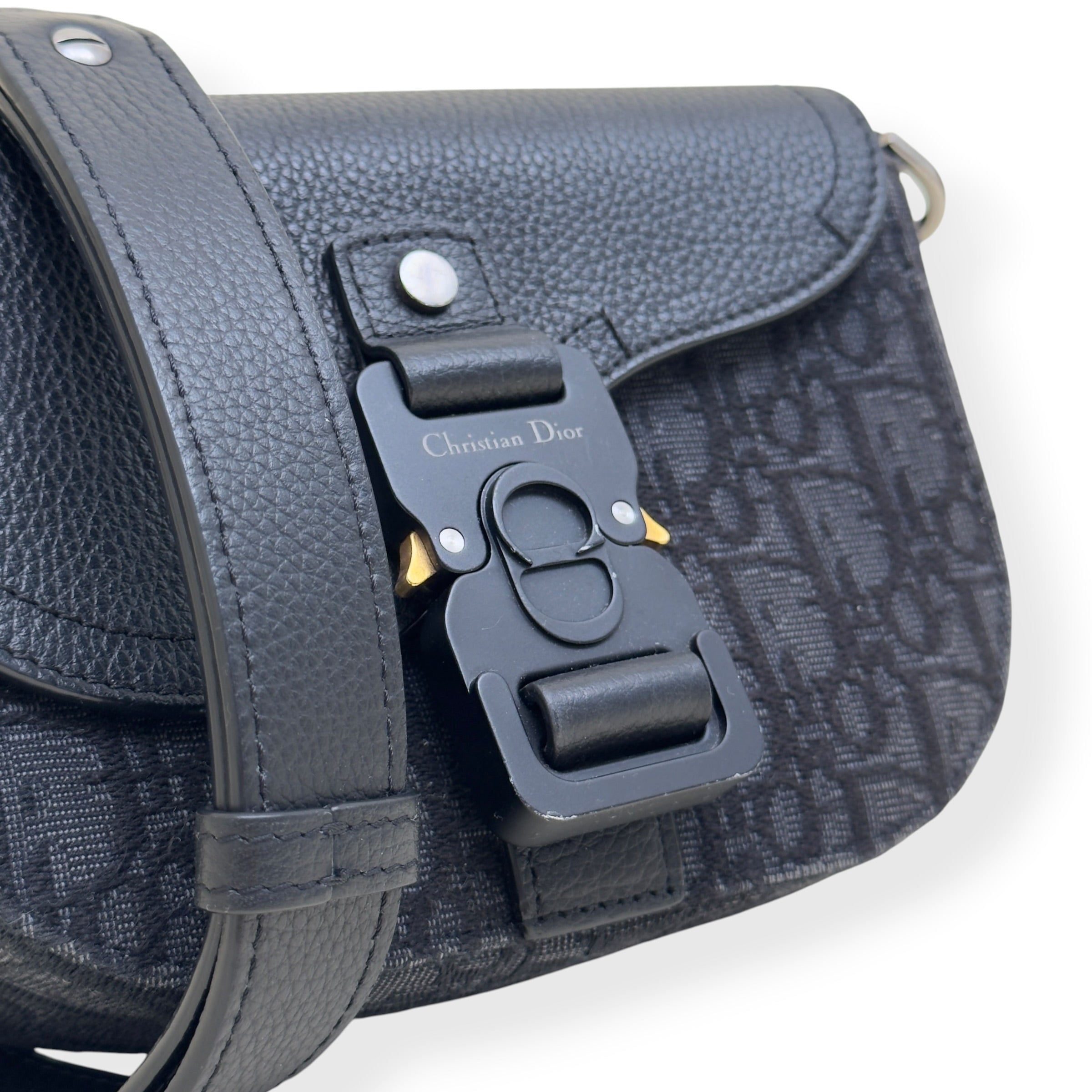 DIOR SADDLE OBLIQUE JACQUARD MESSENGER BAG BLACK MINI
