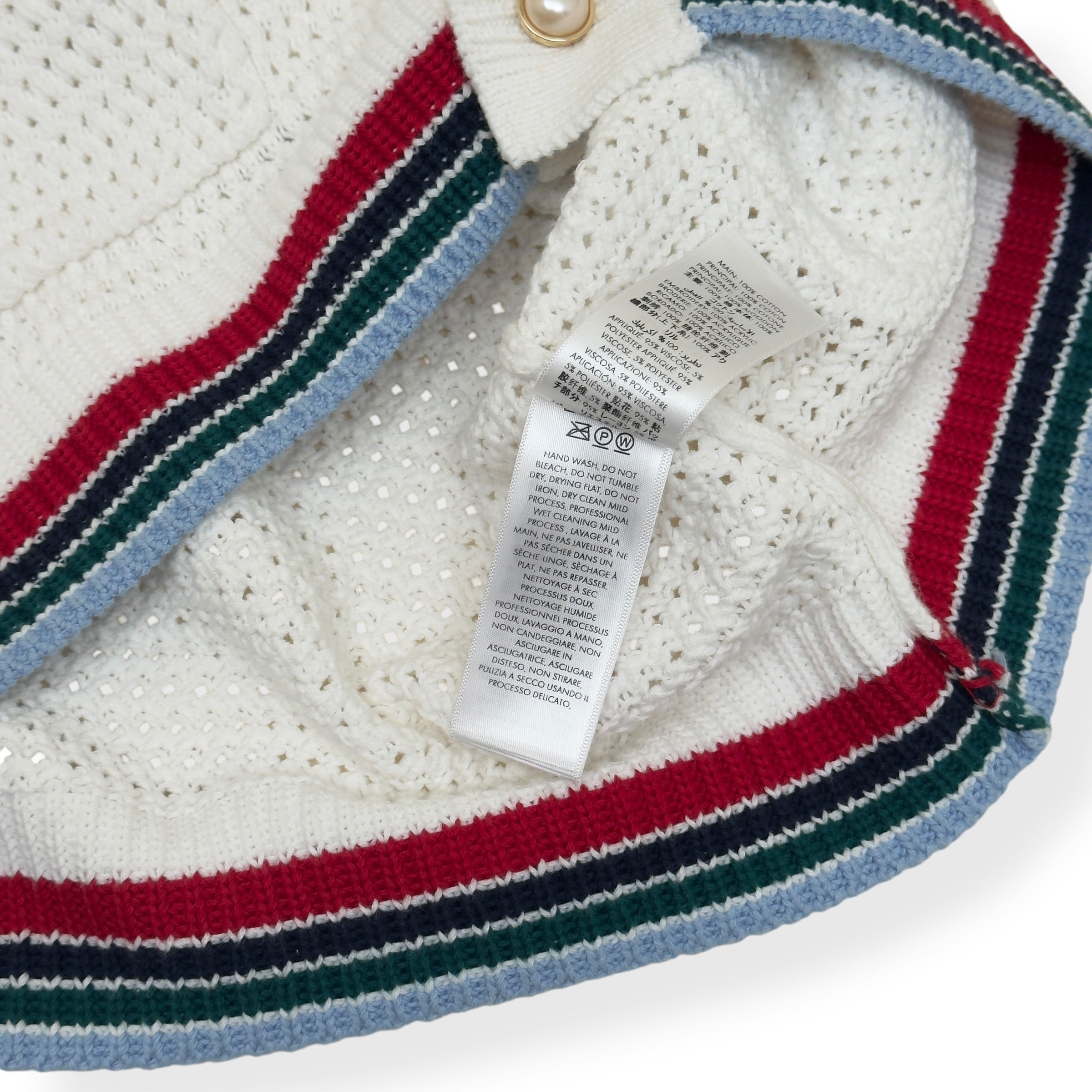 CASABLANCA CROCHET KNIT POLO SHIRT WHITE M