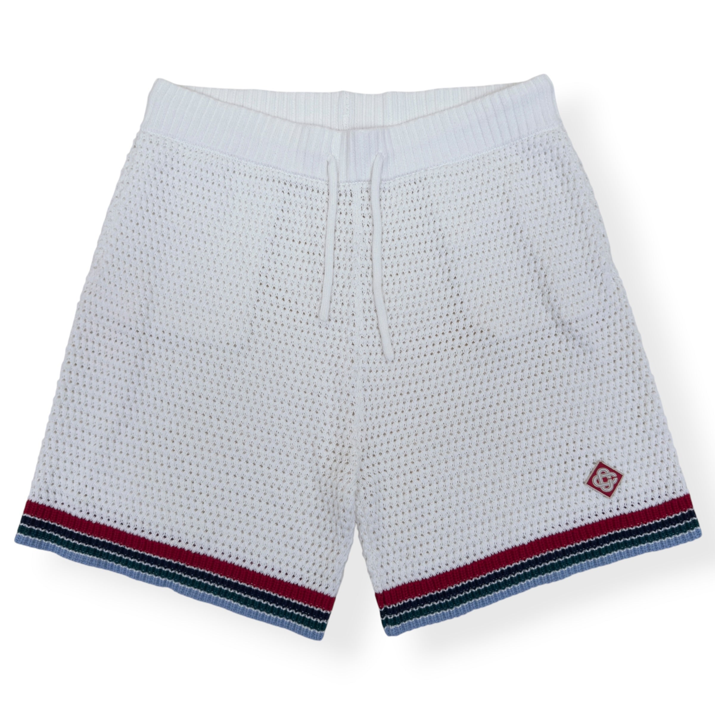 CASABLANCA CROCHET KNIT SHORTS WHITE L