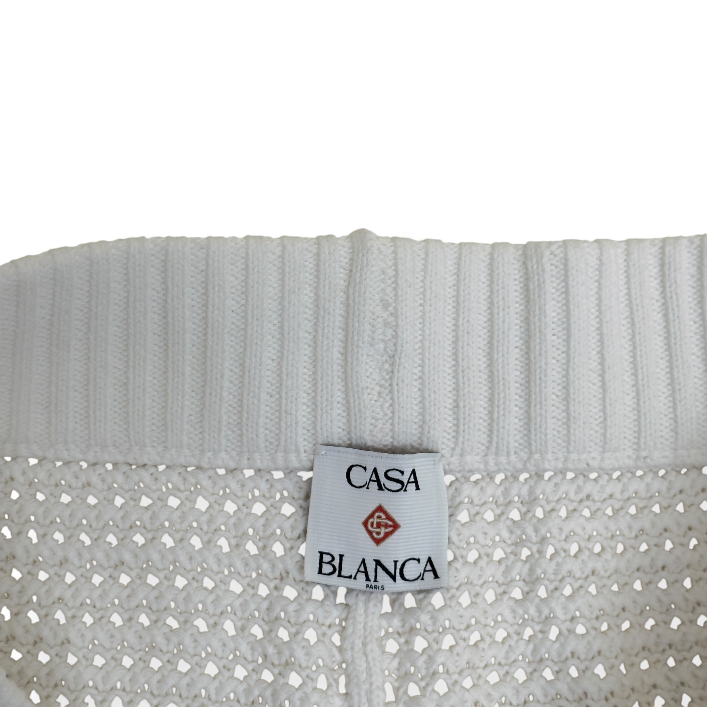CASABLANCA CROCHET KNIT SHORTS WHITE L