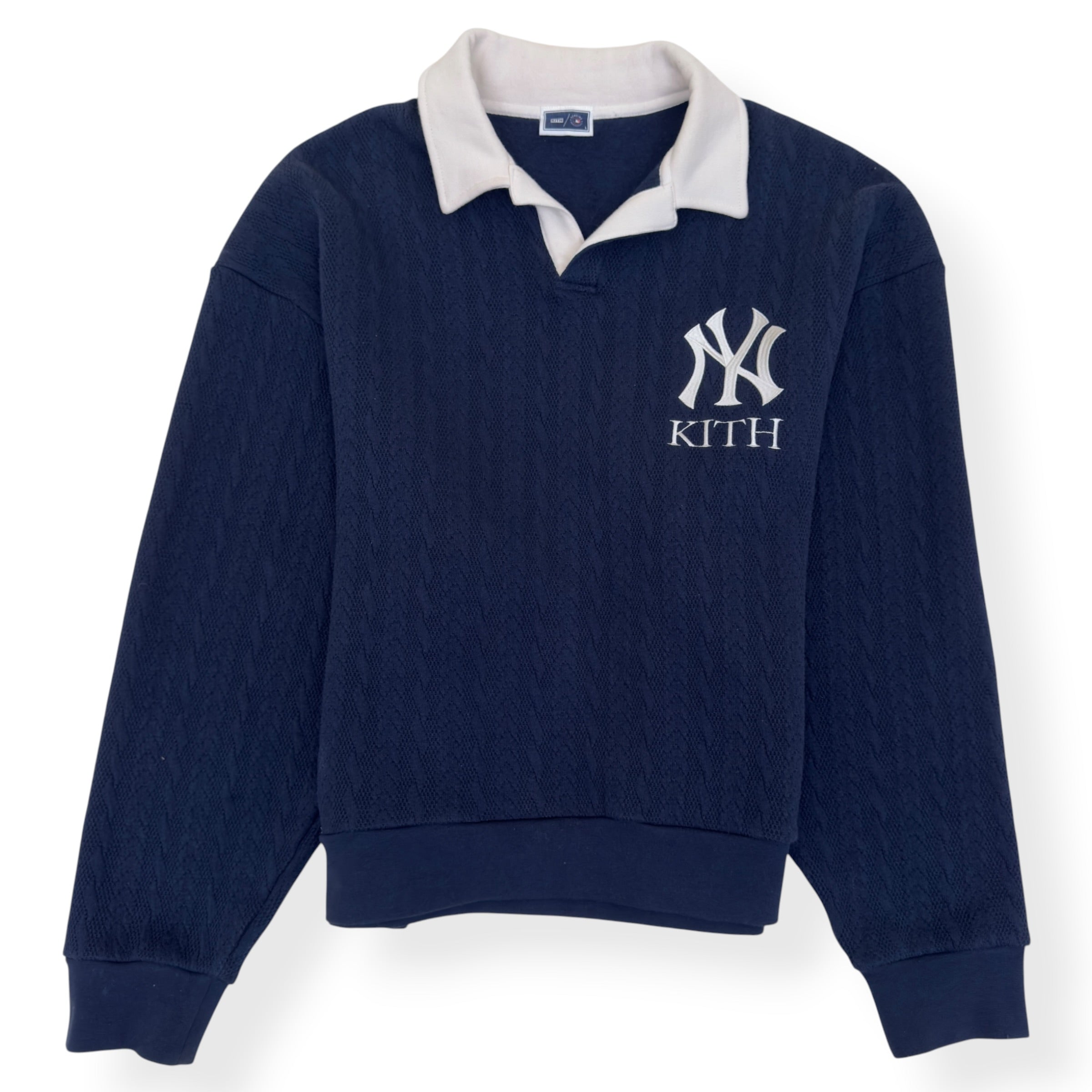 KITH X NEW YORK YANKEES CABLE FLEECE NELSON SWEATSHIRT NAVY L