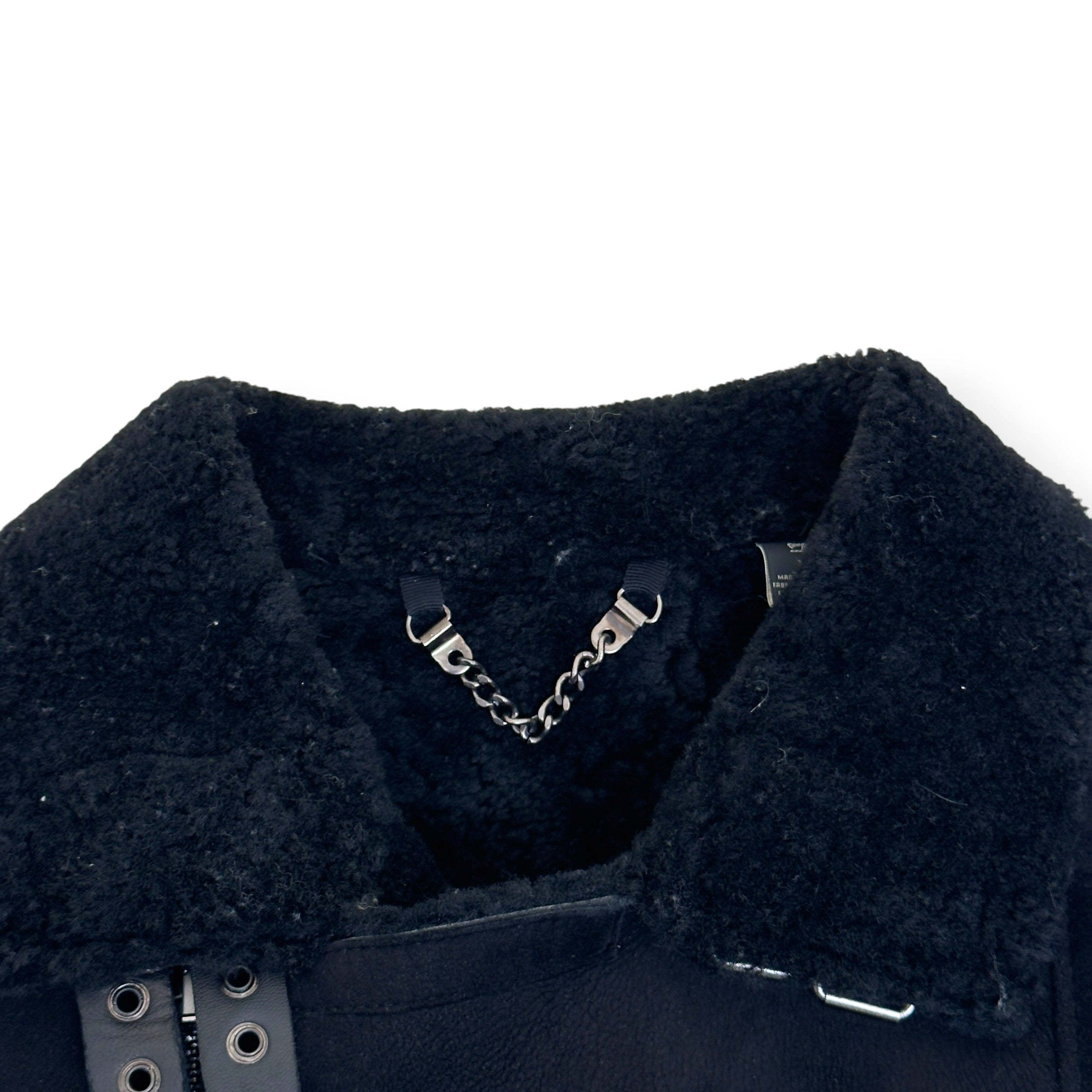 SCOTCH & SODA SHEARLING LEATHER BIKER JACKET BLACK M