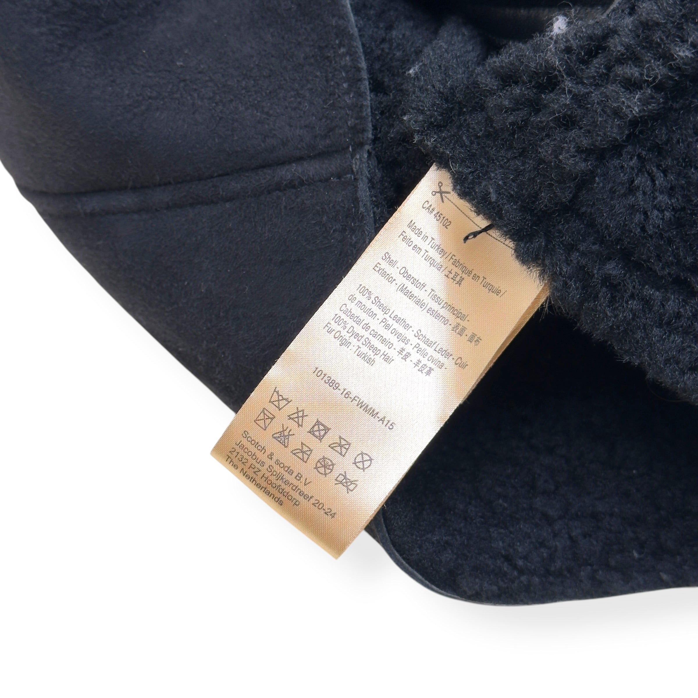 SCOTCH & SODA SHEARLING LEATHER BIKER JACKET BLACK M