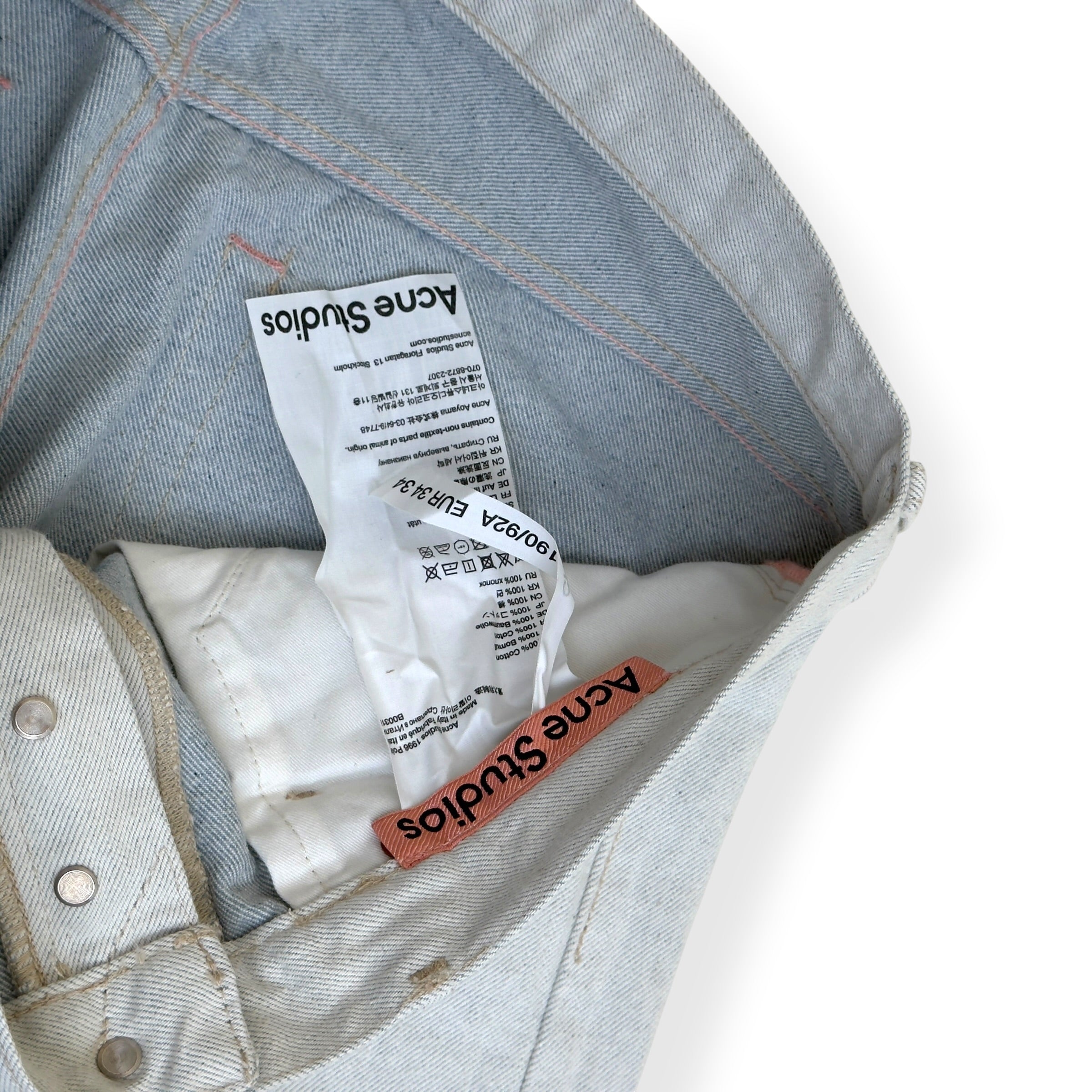 ACNE STUDIOS STRAIGHT LEG JEANS STONE W34 / L