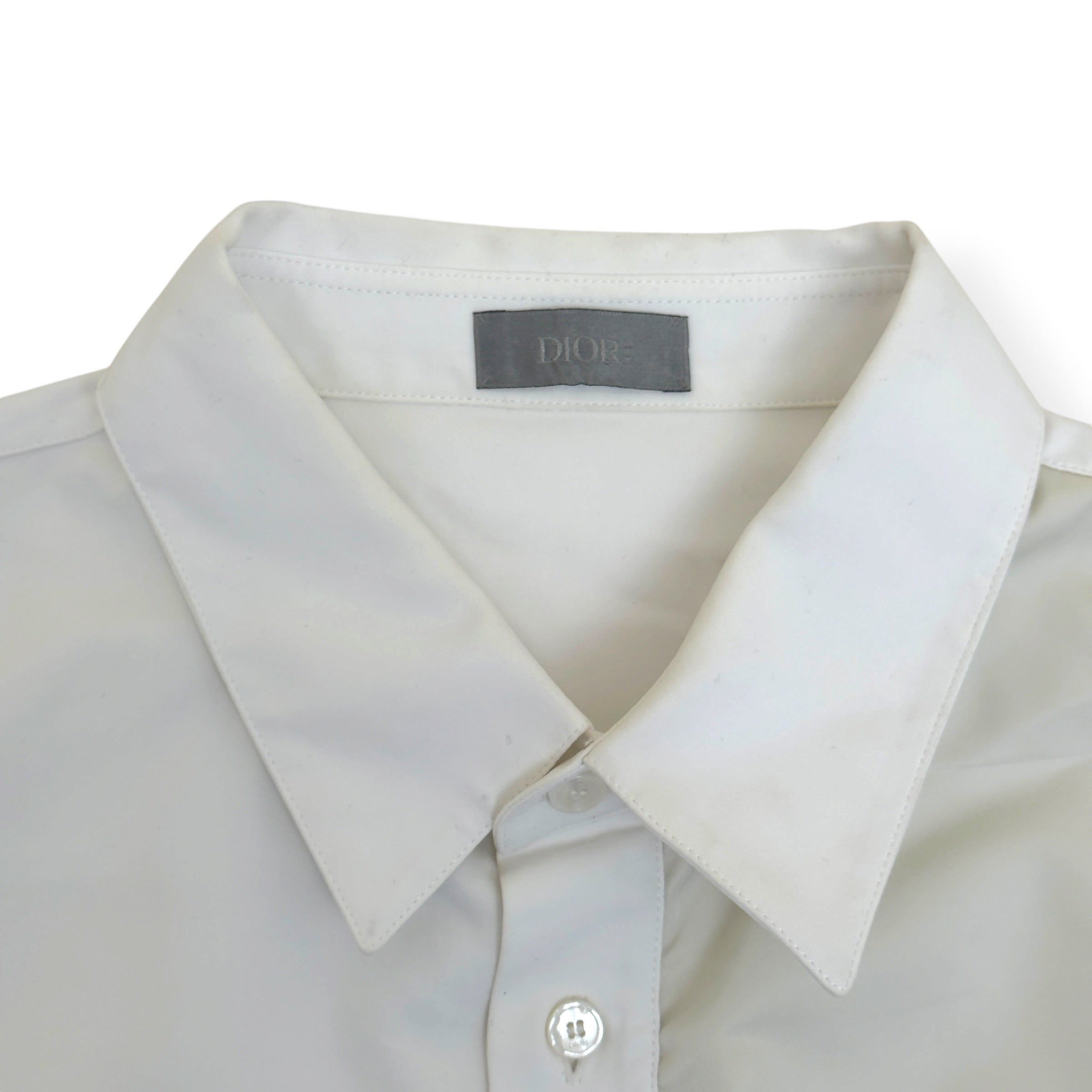 DIOR X SACAI EMBROIDERED LOGO COTTON OVERSHIRT WHITE 43 / XL