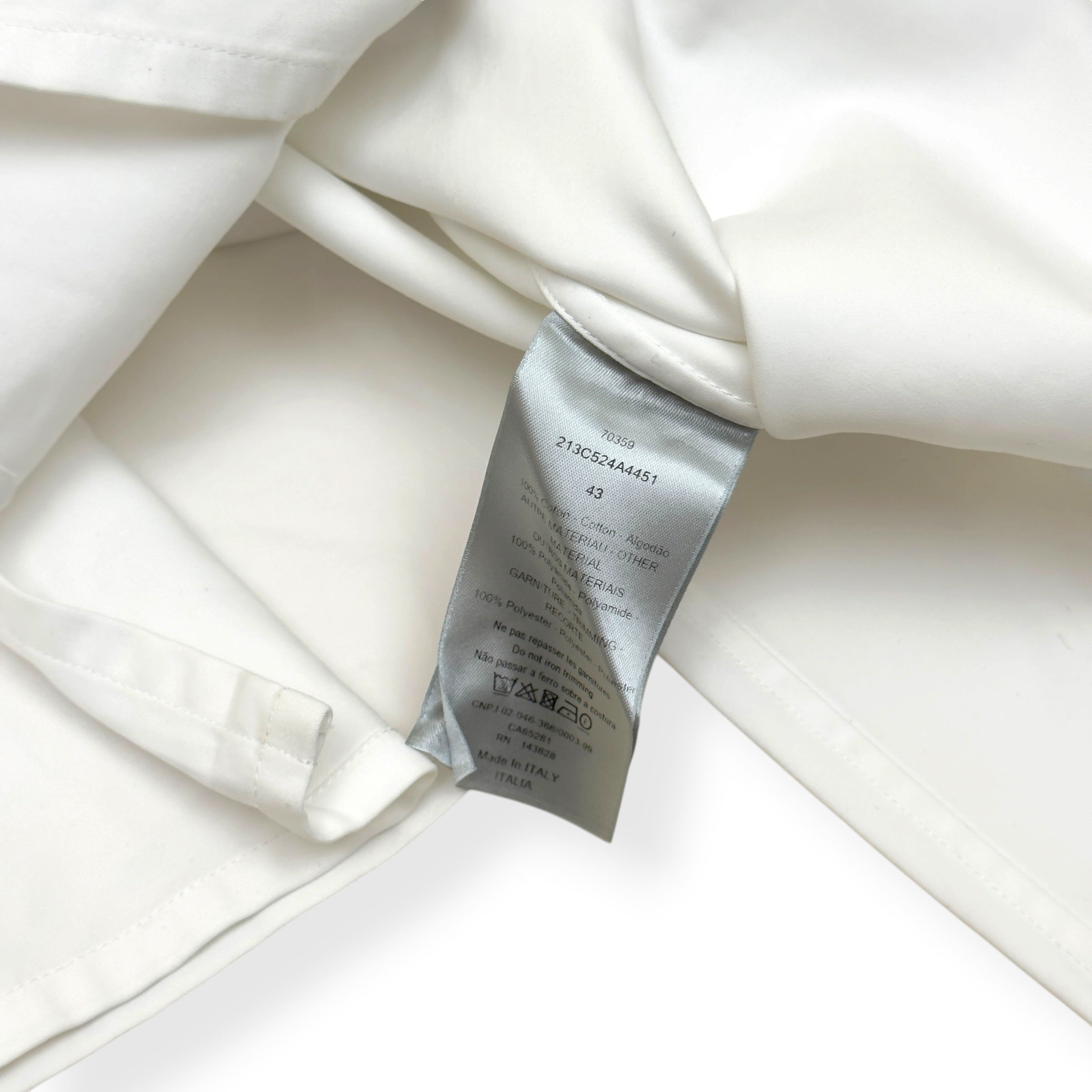 DIOR X SACAI EMBROIDERED LOGO COTTON OVERSHIRT WHITE 43 / XL