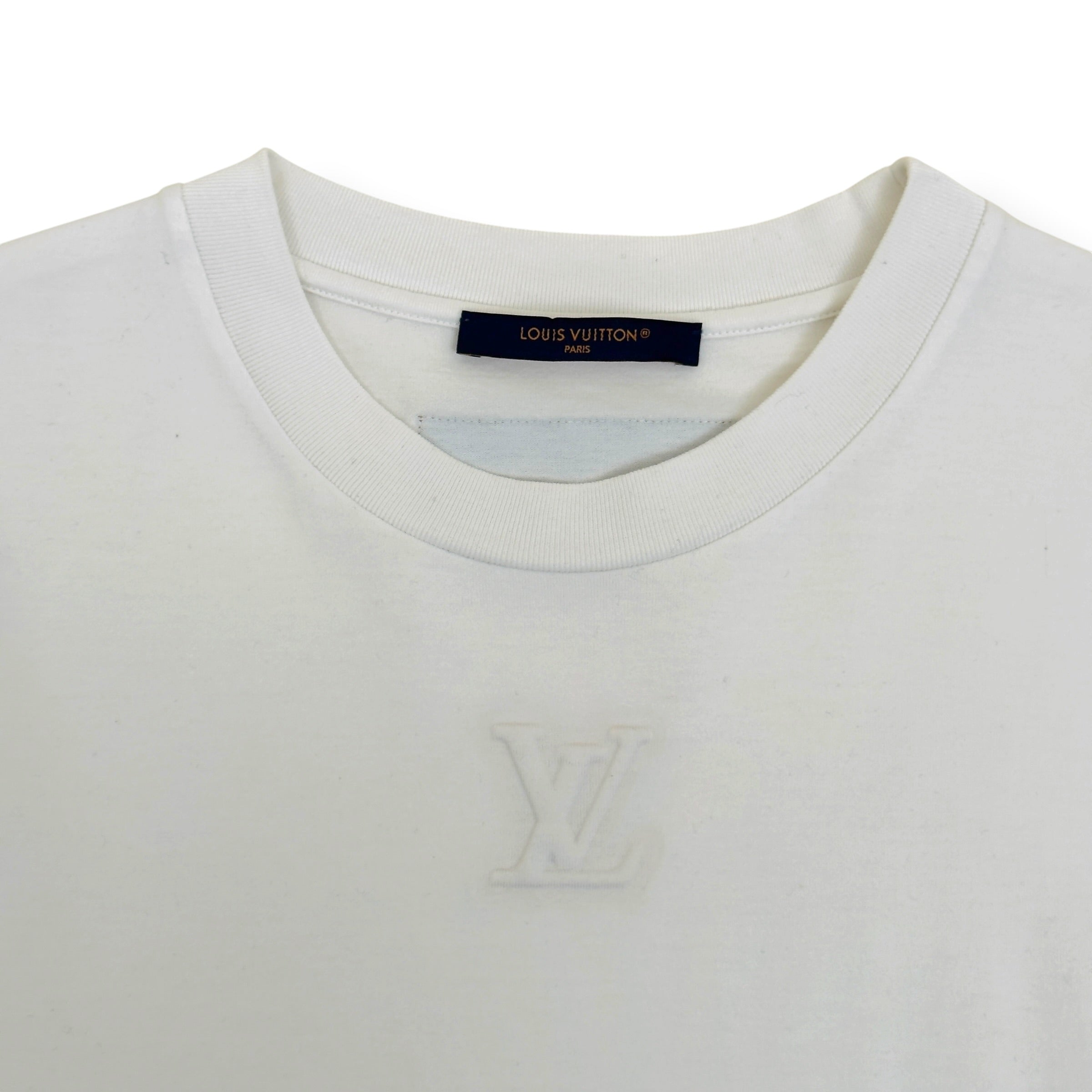 LOUIS VUITTON EMBOSSED LOGO LV T-SHIRT WHITE L