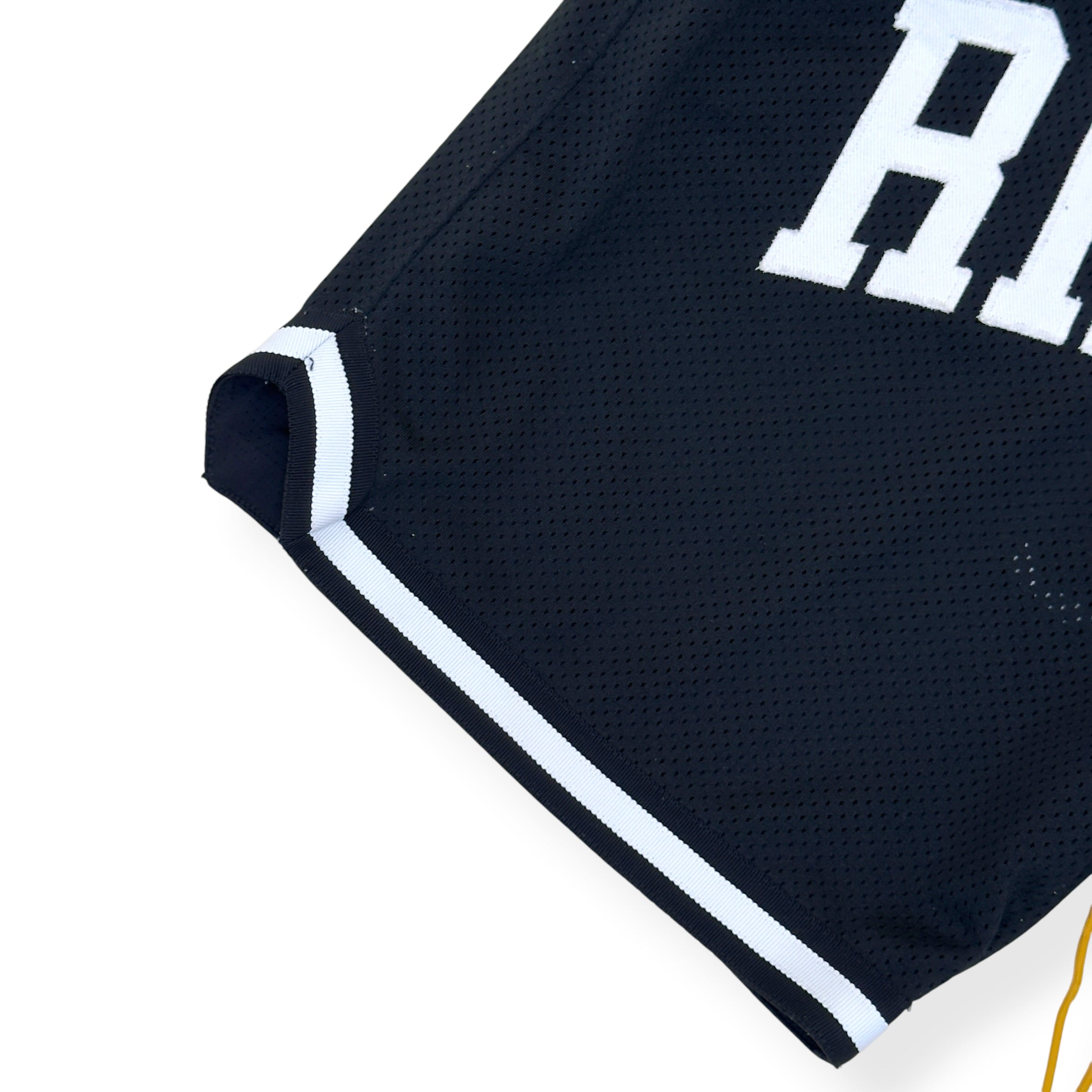 RHUDE ARCH LOGO MESH BASKETBALL SHORTS BLACK L