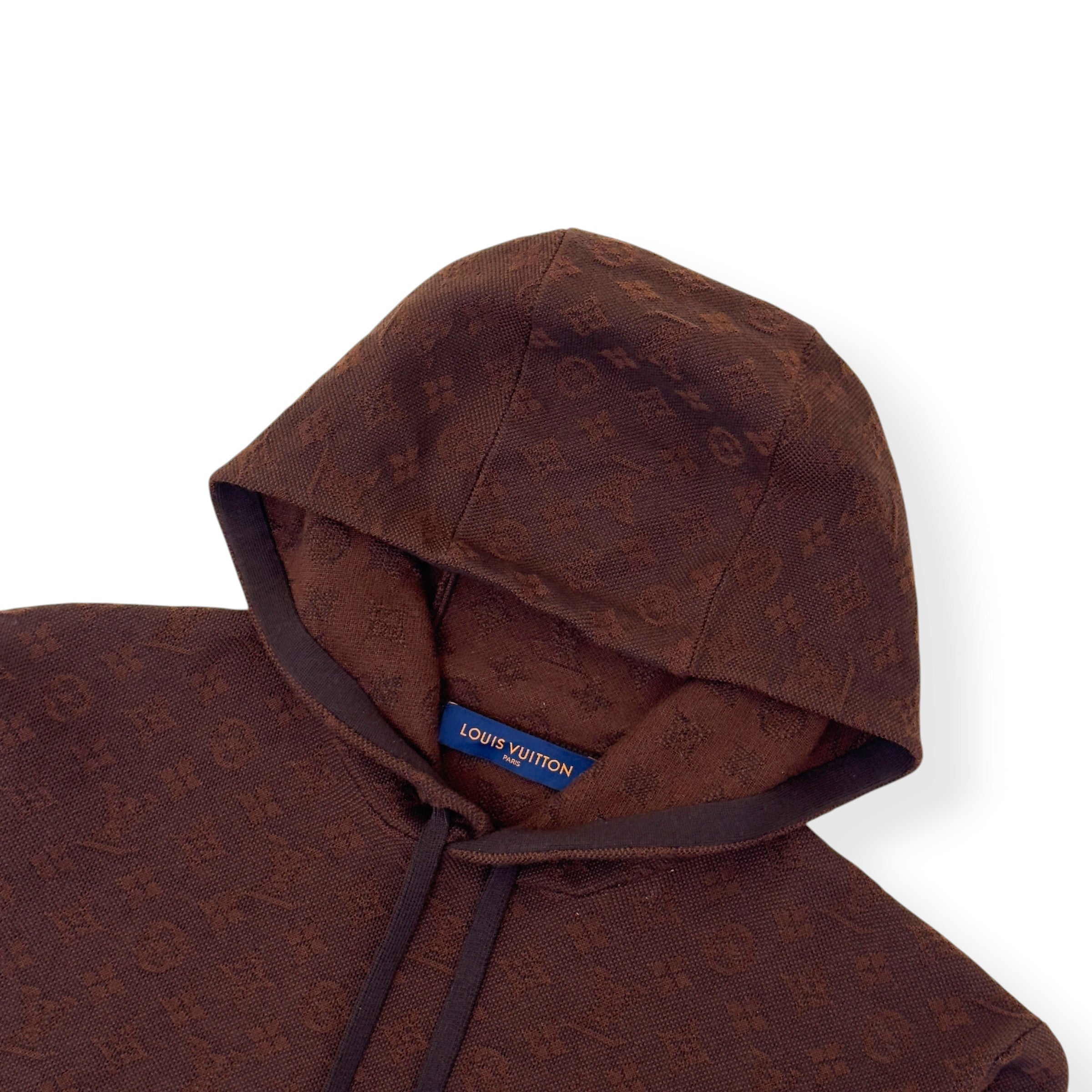 Louis Vuitton Wool Monogram Track Hoodie Brown - Logo Detail
