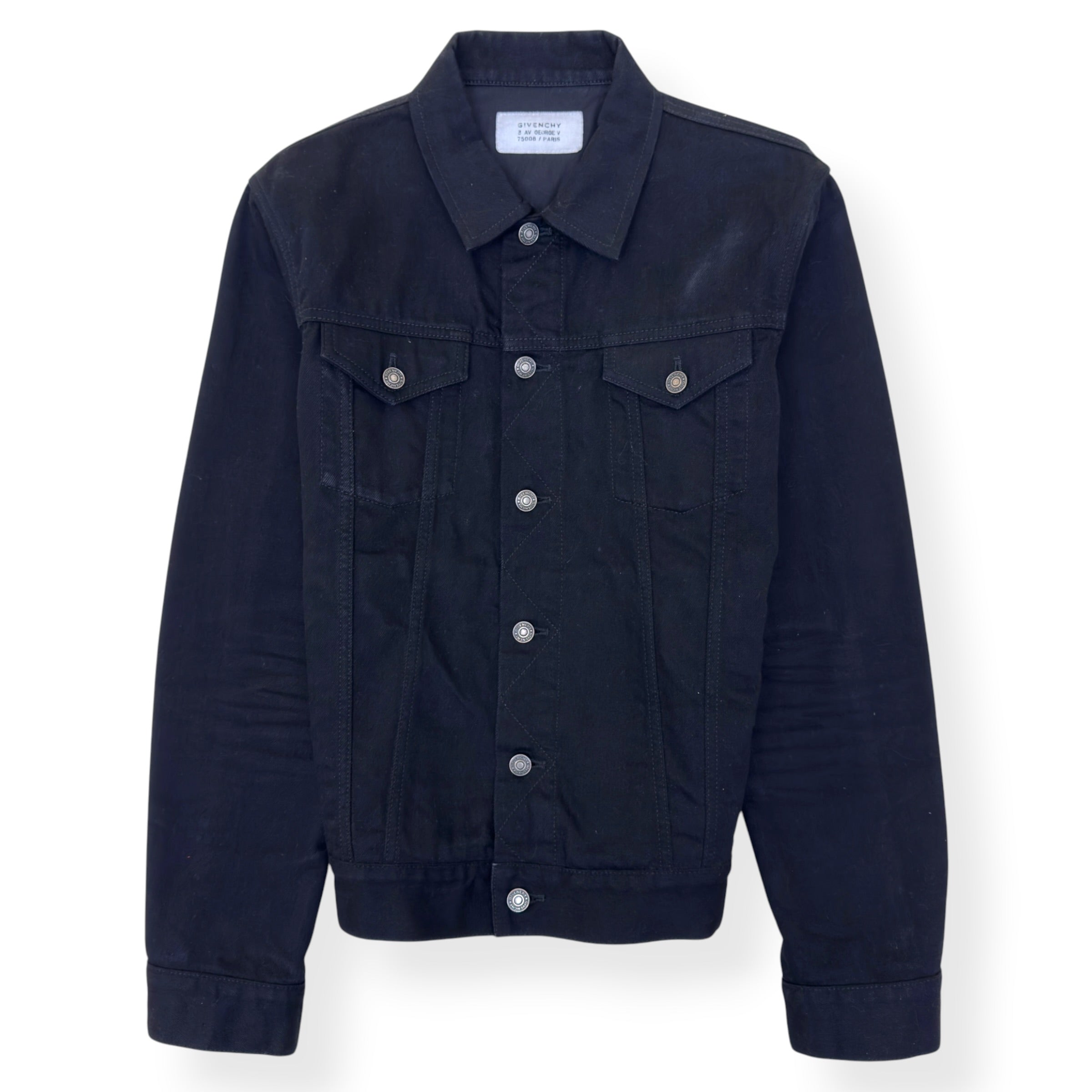 Givenchy embroidered logo denim jacket black size M pre-loved | Wylist