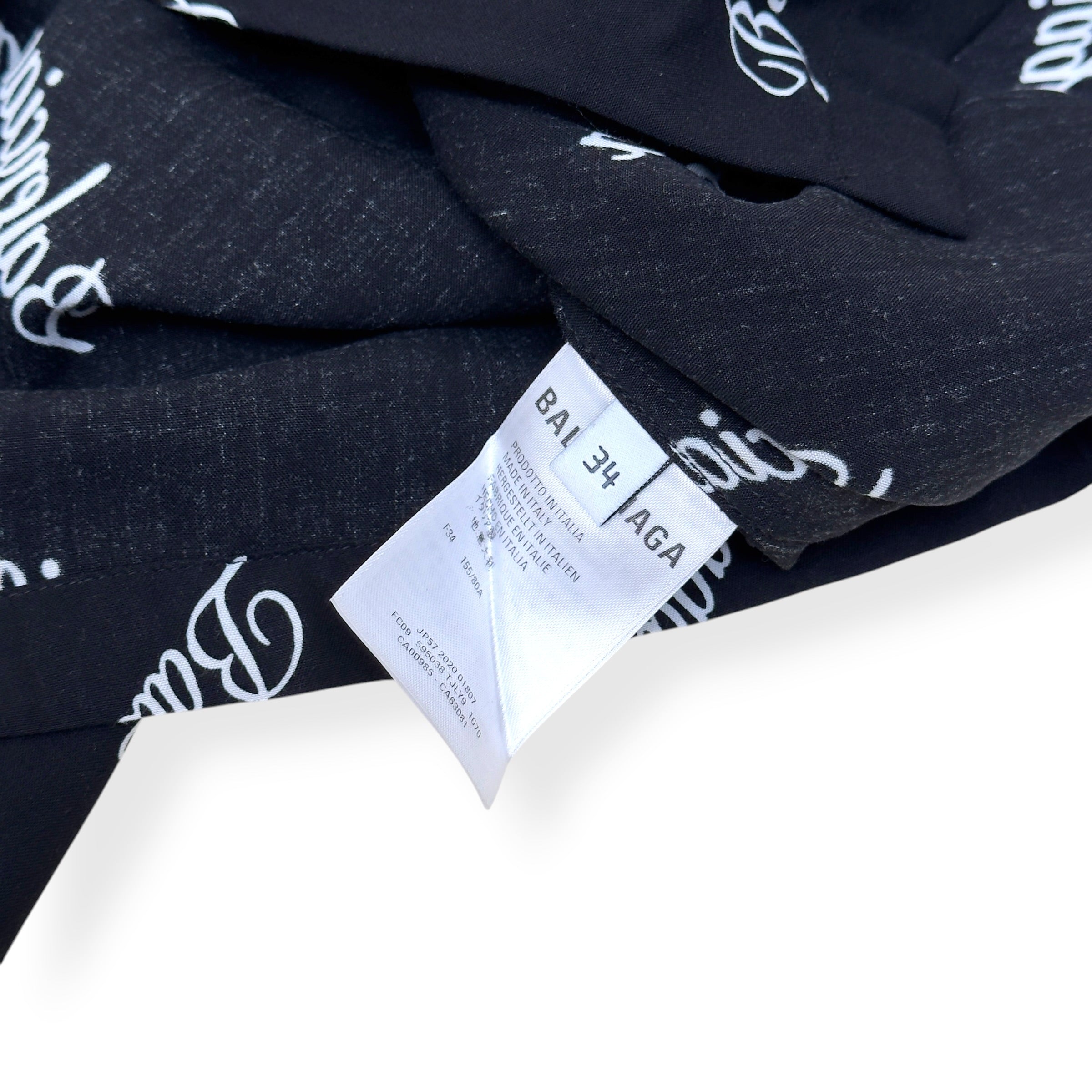 BALENCIAGA MONOGRAM PRINT OVERSIZED SHIRT BLACK / WHITE 34 / XS