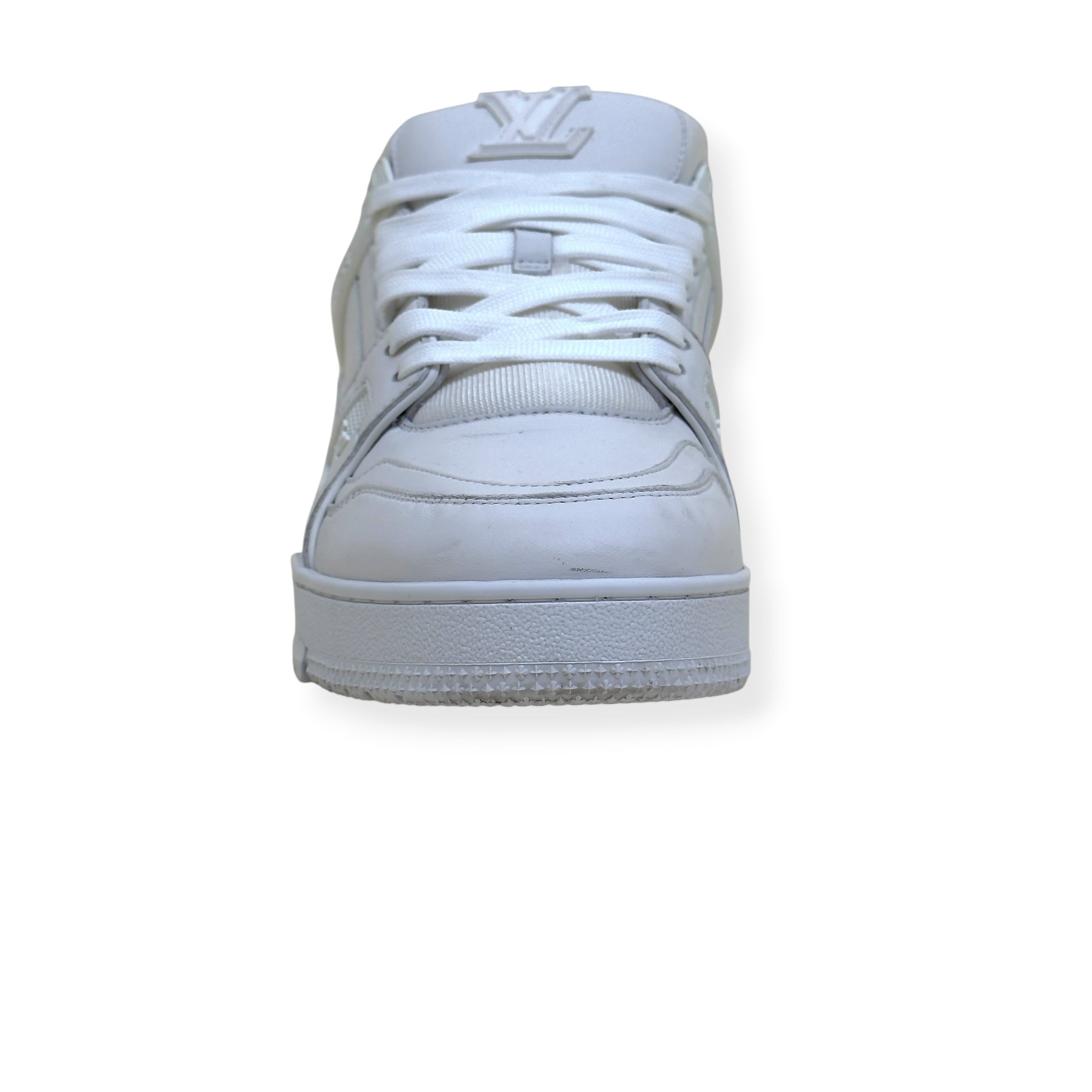 LOUIS VUITTON LEATHER LV TRAINER SNEAKER LUXURY WHITE UK10