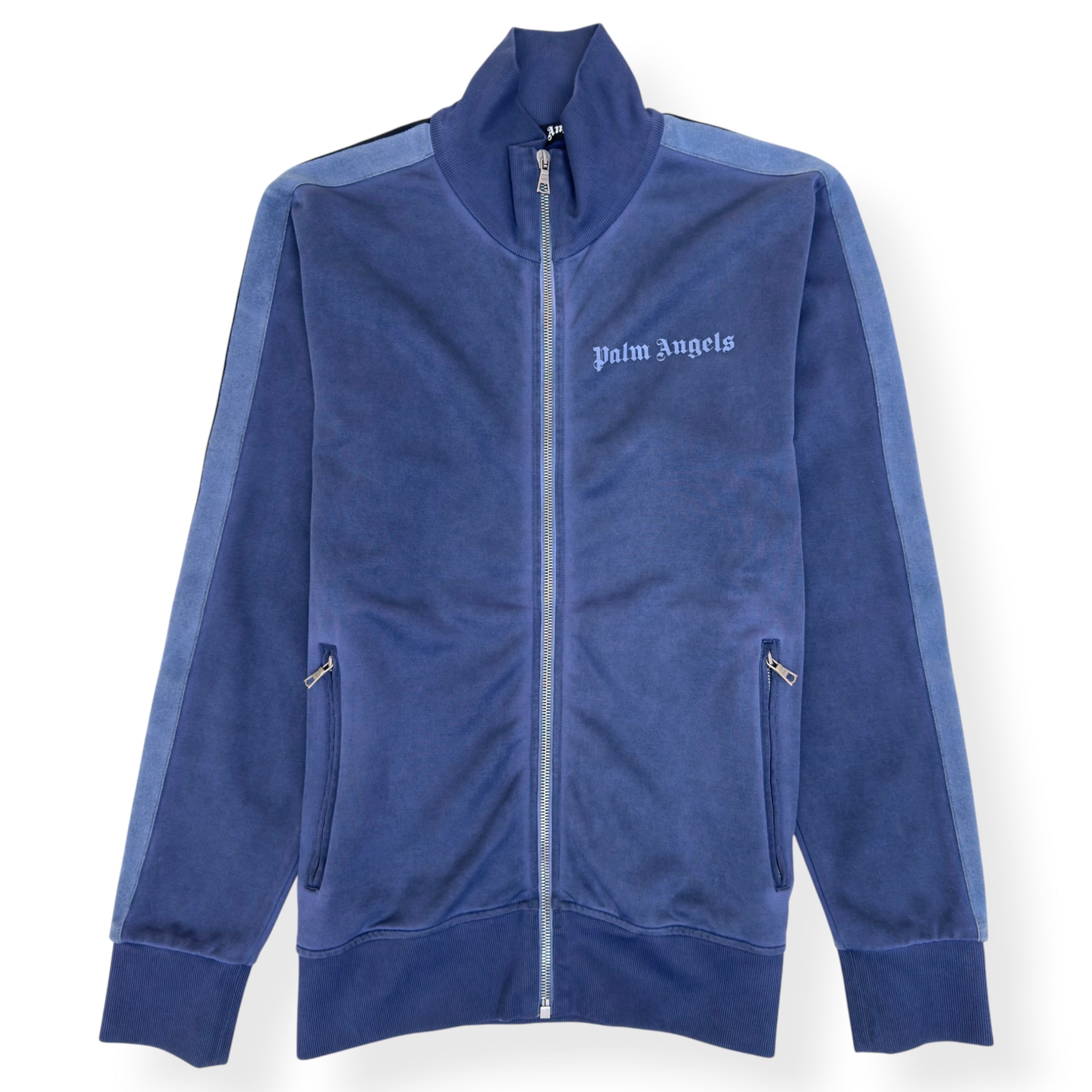 PALM ANGELS GARMENT DYED TRACK JACKET BLUE M