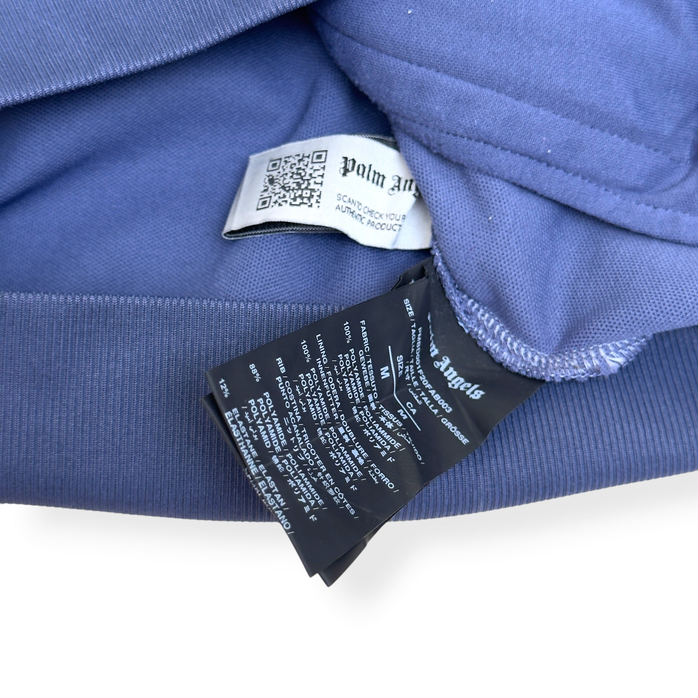 PALM ANGELS GARMENT DYED TRACK JACKET BLUE M