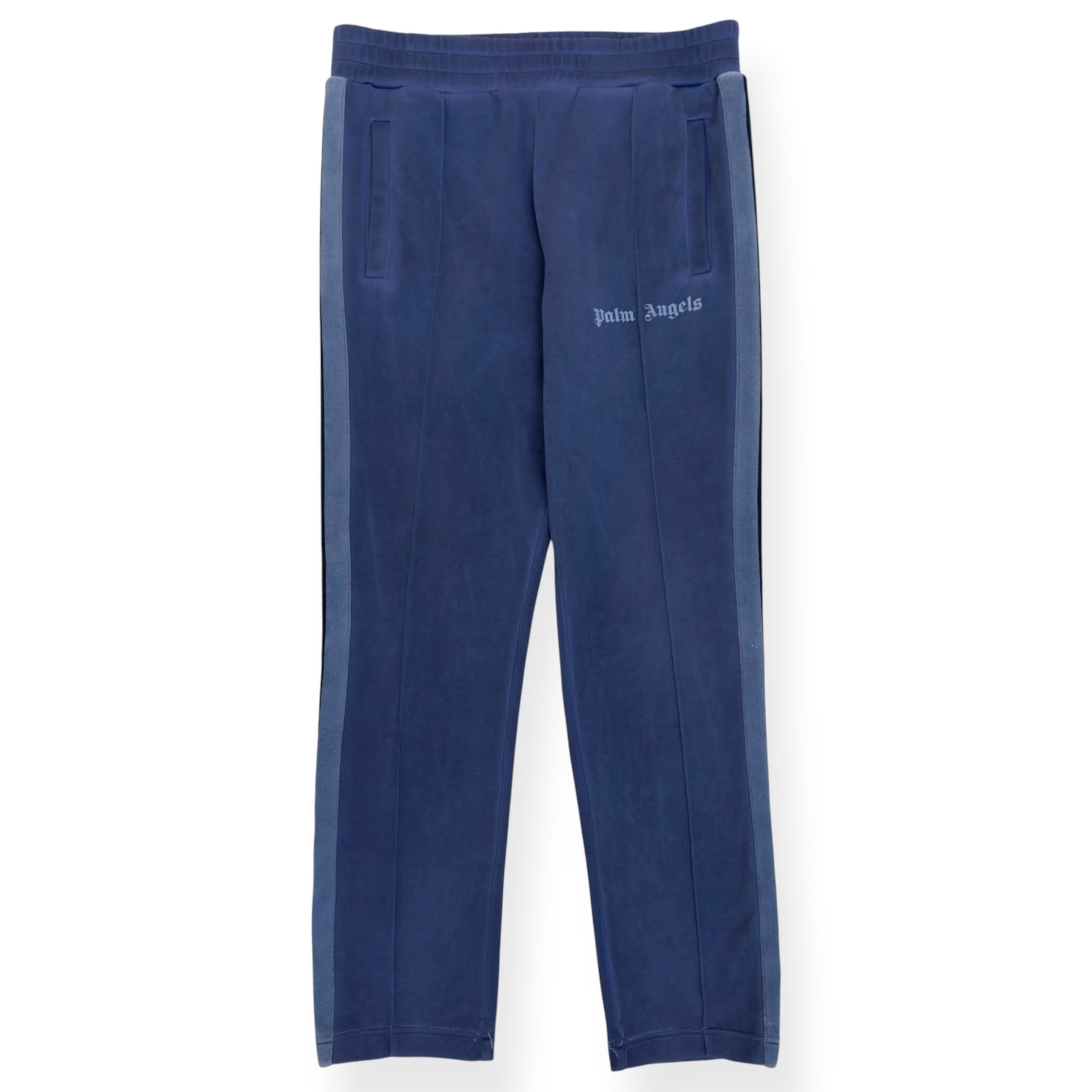 PALM ANGELS GARMENT DYED TRACK PANTS BLUE L