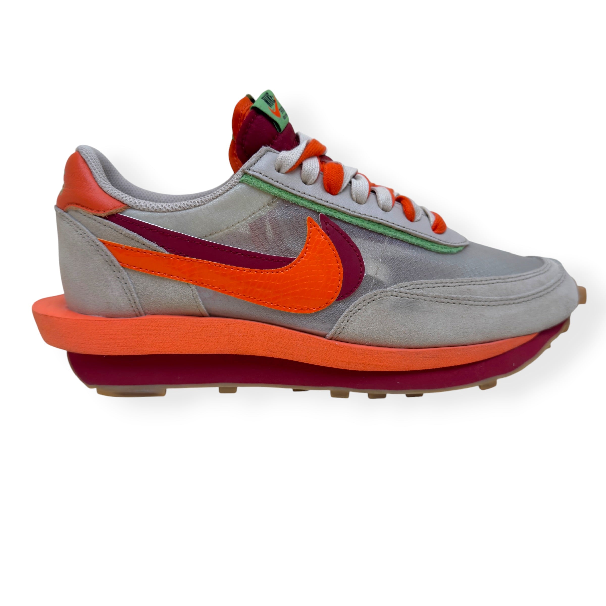 NIKE X SACAI X CLOT LDWAFFLE SNEAKER NET ORANGE BLAZE UK8