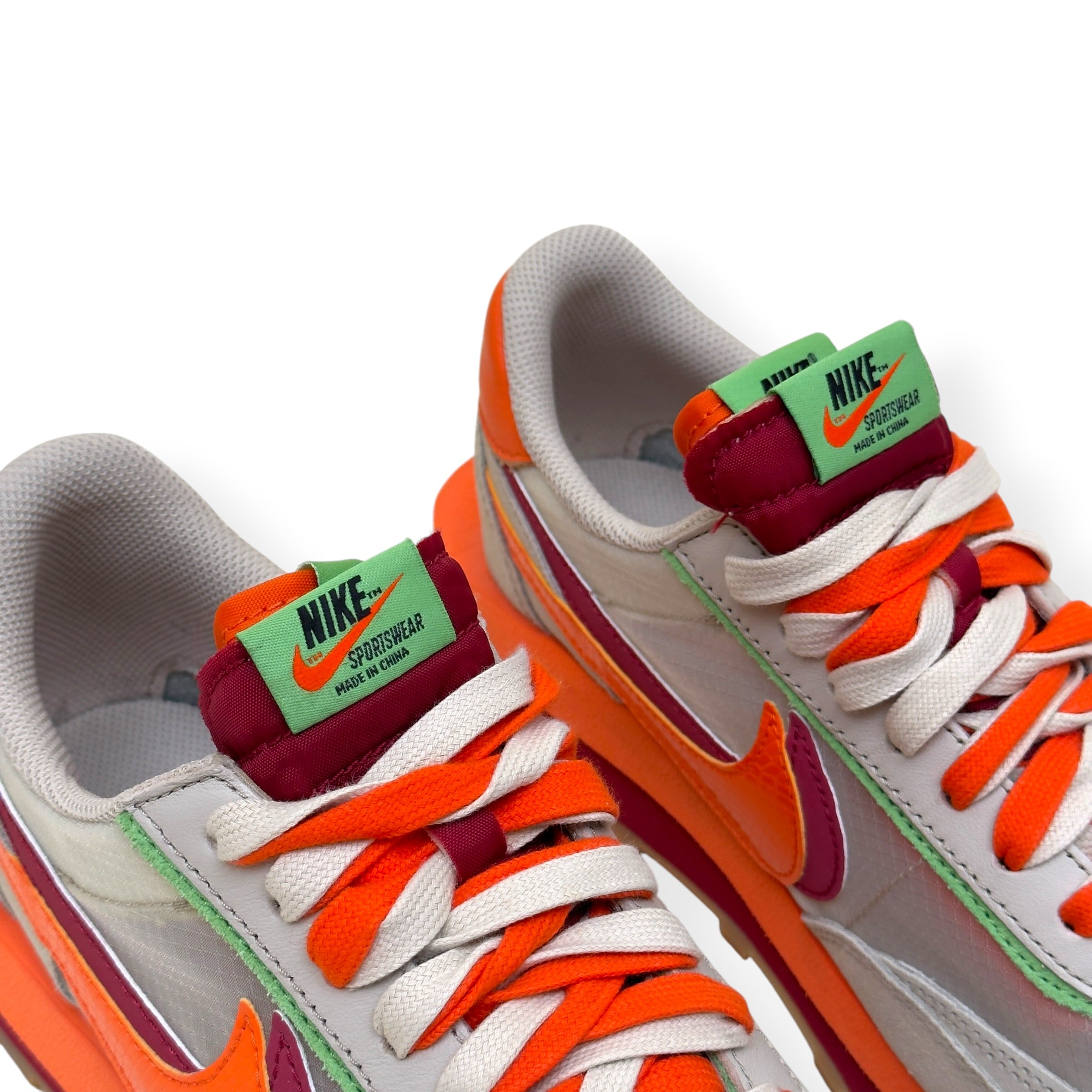 NIKE X SACAI X CLOT LDWAFFLE SNEAKER NET ORANGE BLAZE UK8