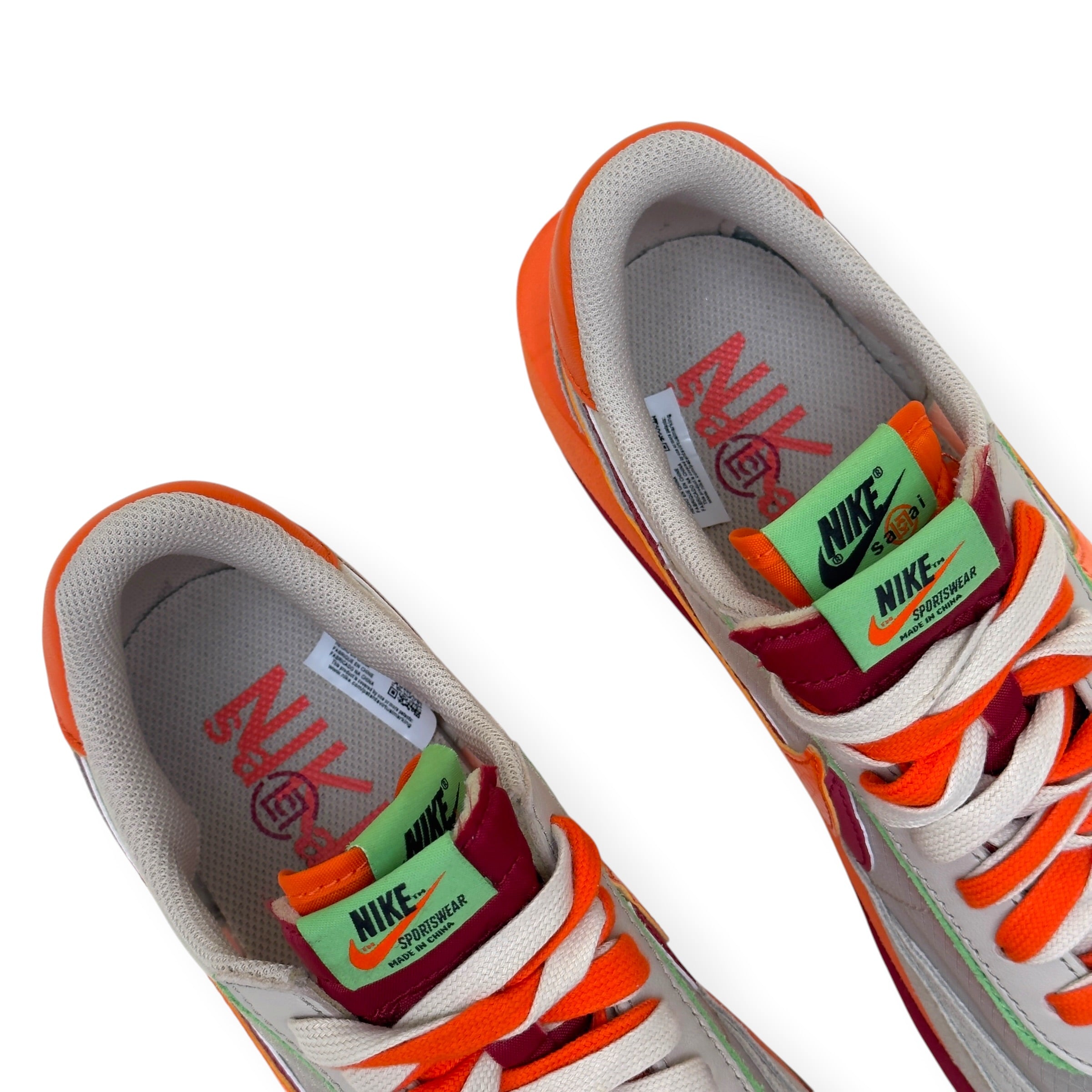 NIKE X SACAI X CLOT LDWAFFLE SNEAKER NET ORANGE BLAZE UK8