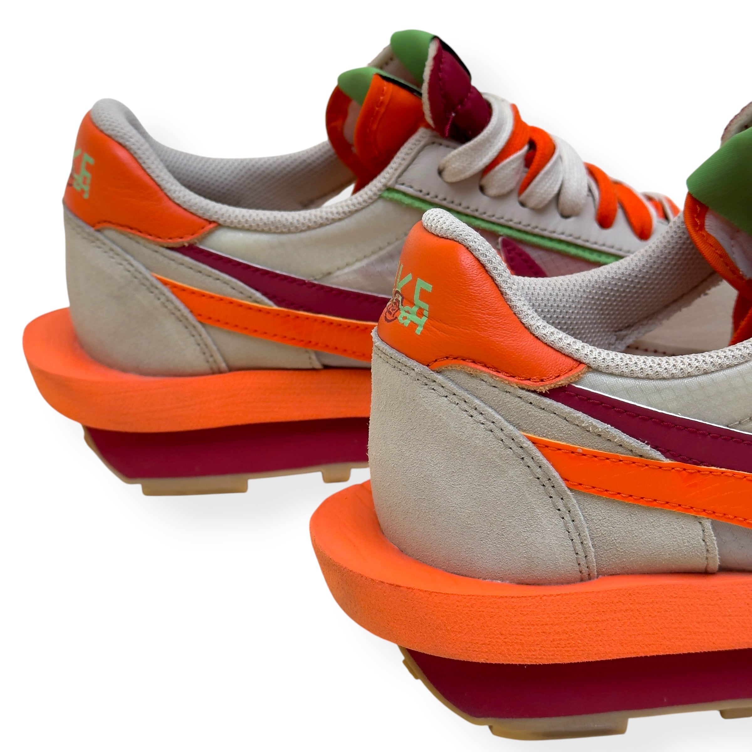 NIKE X SACAI X CLOT LDWAFFLE SNEAKER NET ORANGE BLAZE UK8