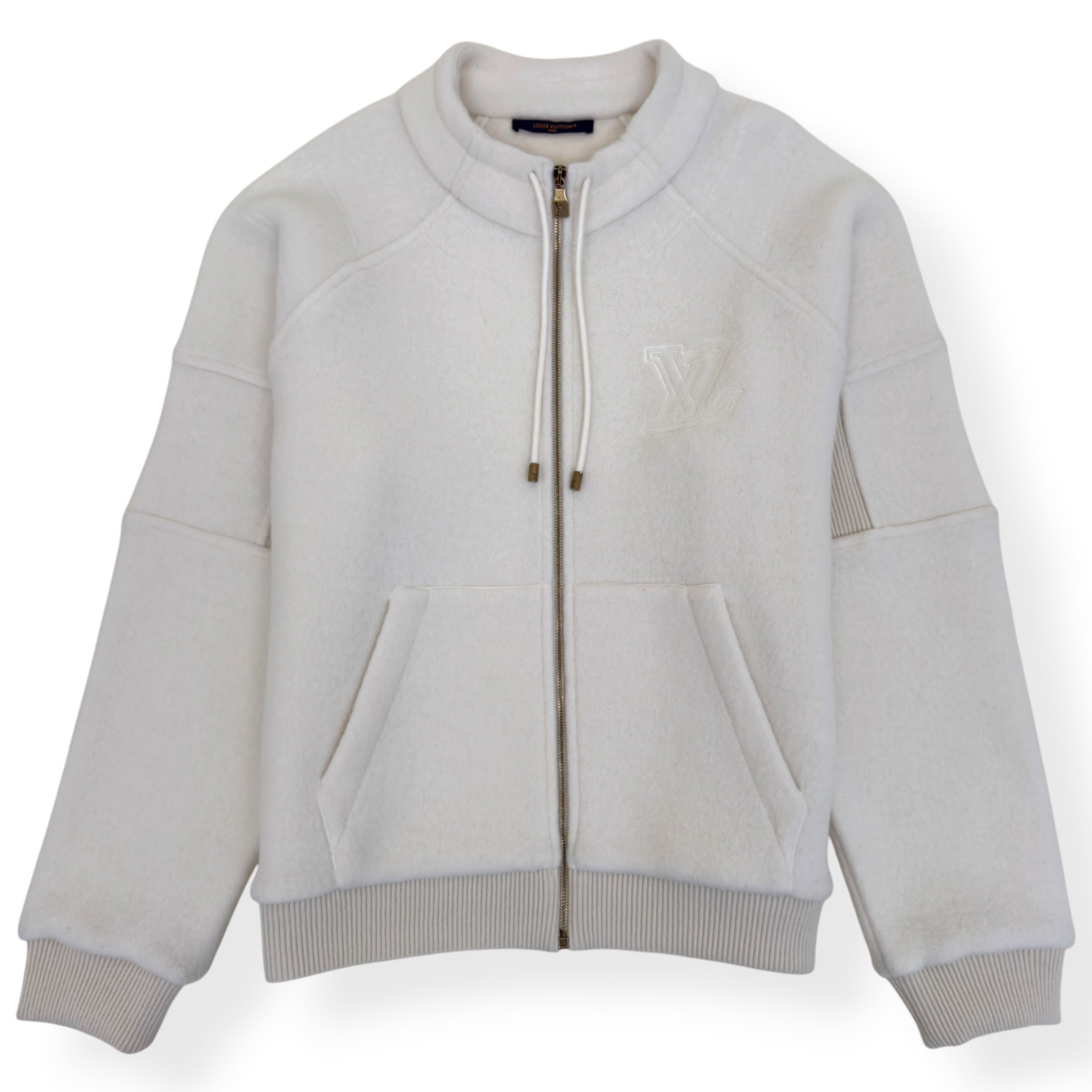 LOUIS VUITTON QUILTED TEXTURED WOOL JACKET LUXURY WHITE XXL