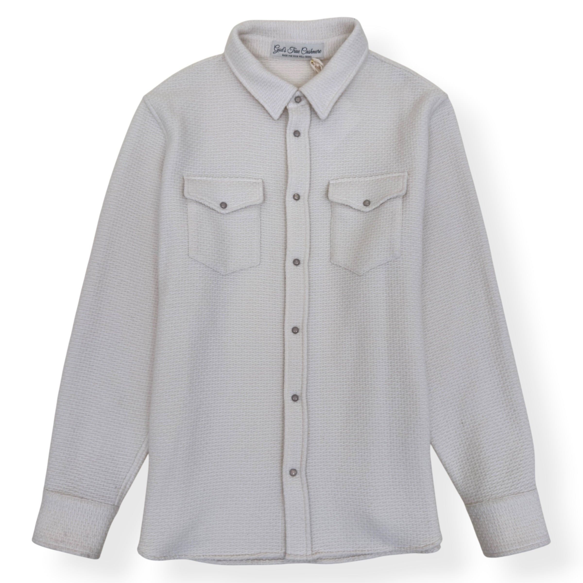 GOD'S TRUE CASHMERE AIR WAFFLE CASHMERE SHIRT ECRU XL