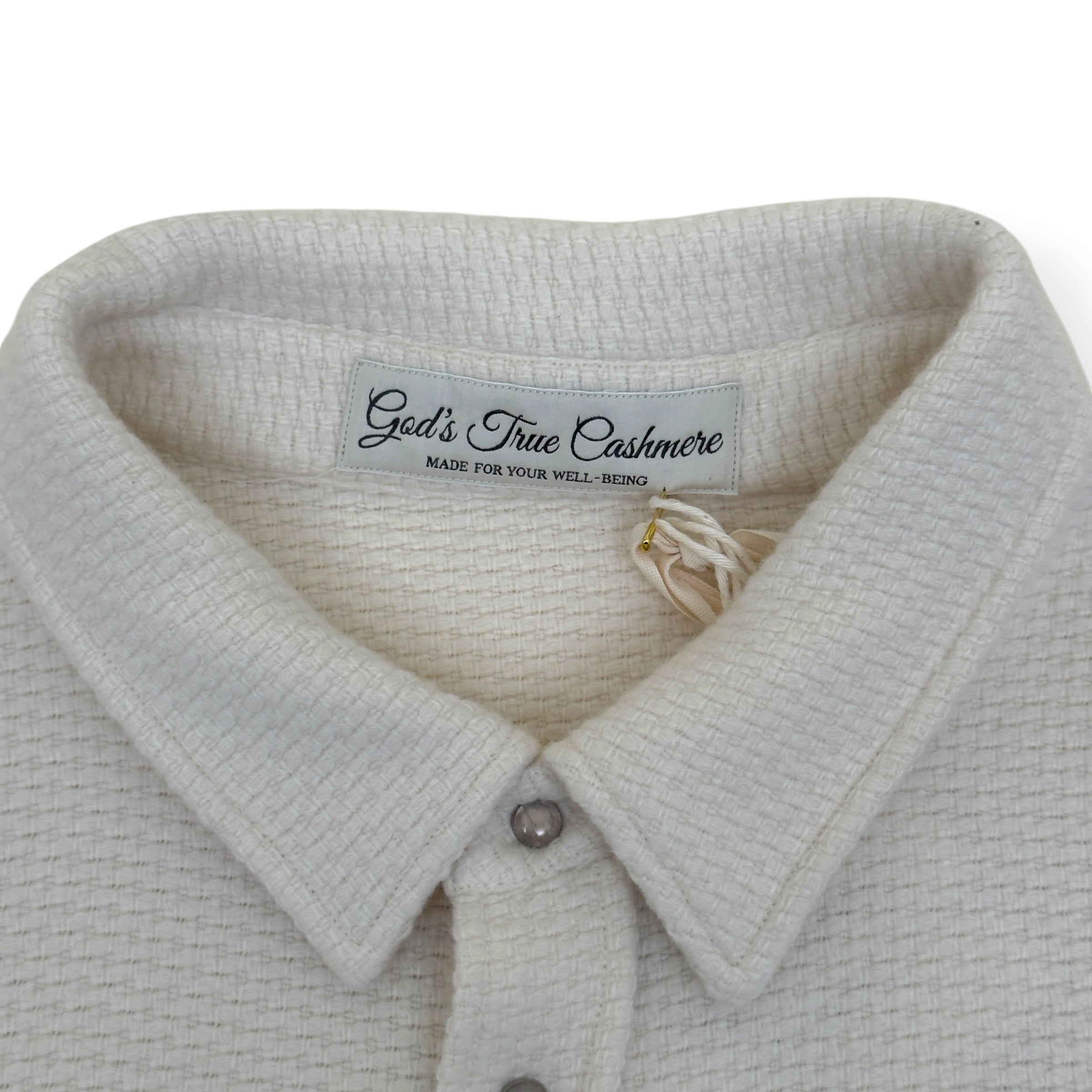 GOD'S TRUE CASHMERE AIR WAFFLE CASHMERE SHIRT ECRU XL
